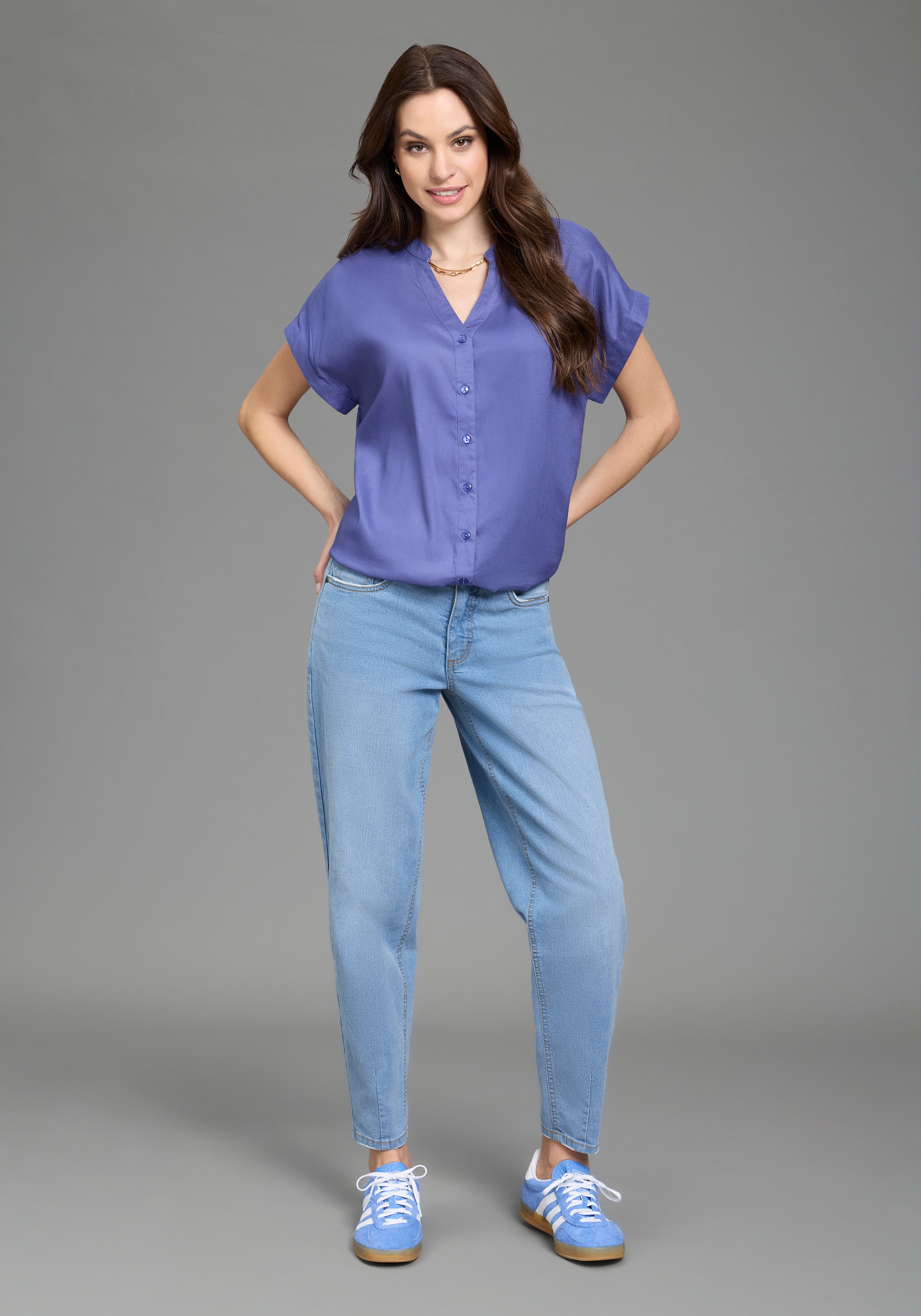 Boysen's Hemdbluse im Oversized-Style mit Ballonsaum