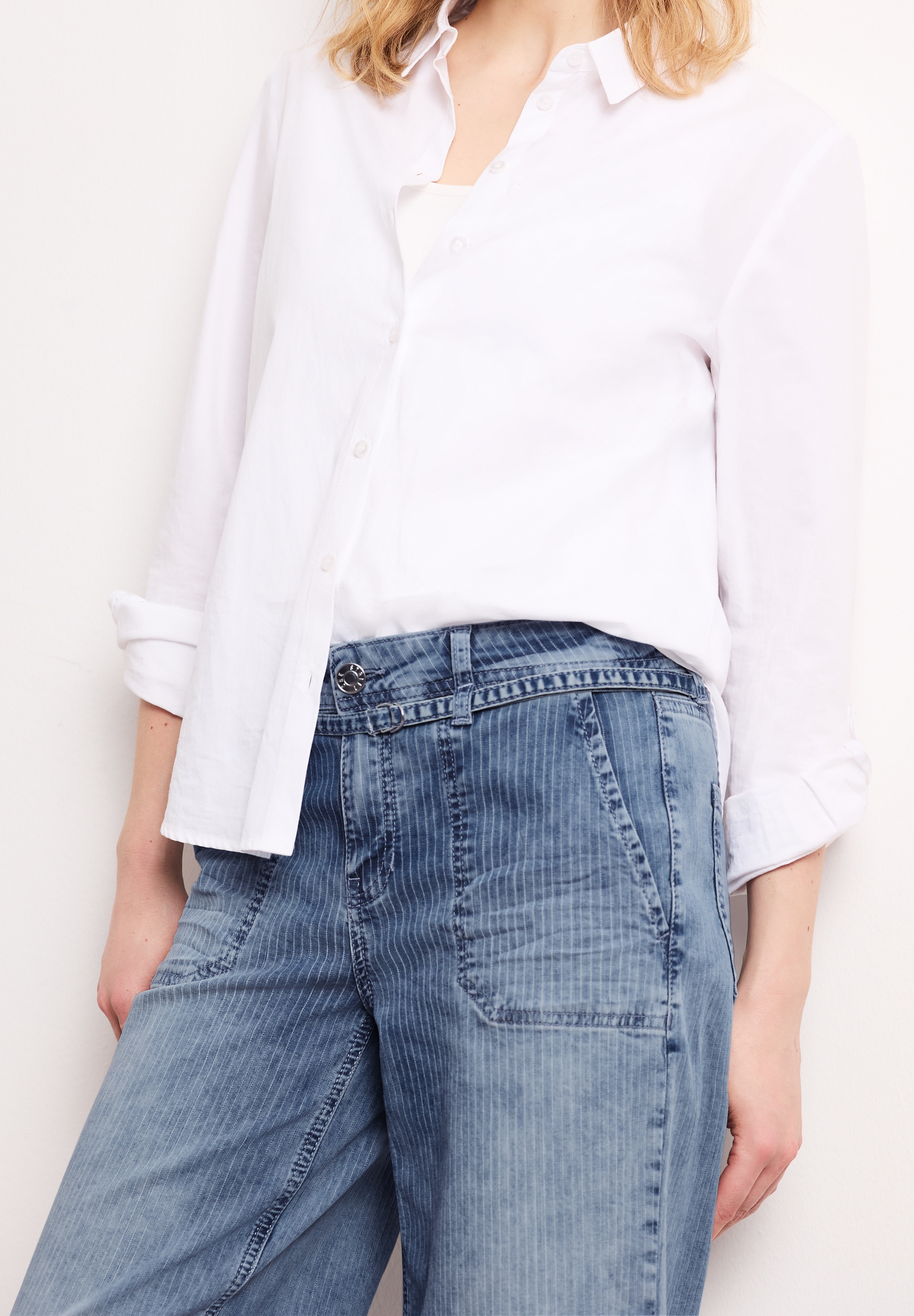 STREET ONE Weite Jeans »Style Emee« mit Streifen Muster