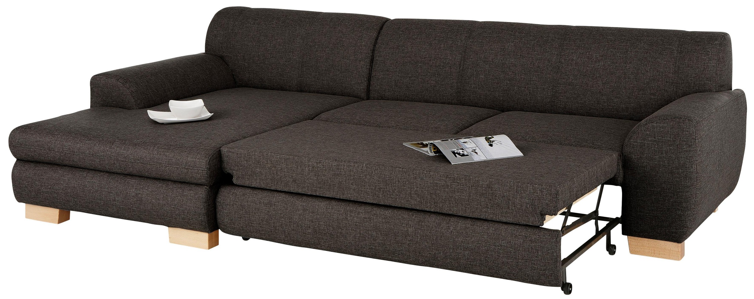 Home affaire Ecksofa »Nika L-Form«, Polsterecke, Struktur fein oder Melrose/Struktur, mit Bettfunktion