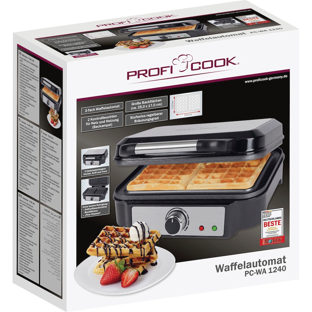 ProfiCook Waffeleisen »PC-WA 1240 inox«, 1000 W