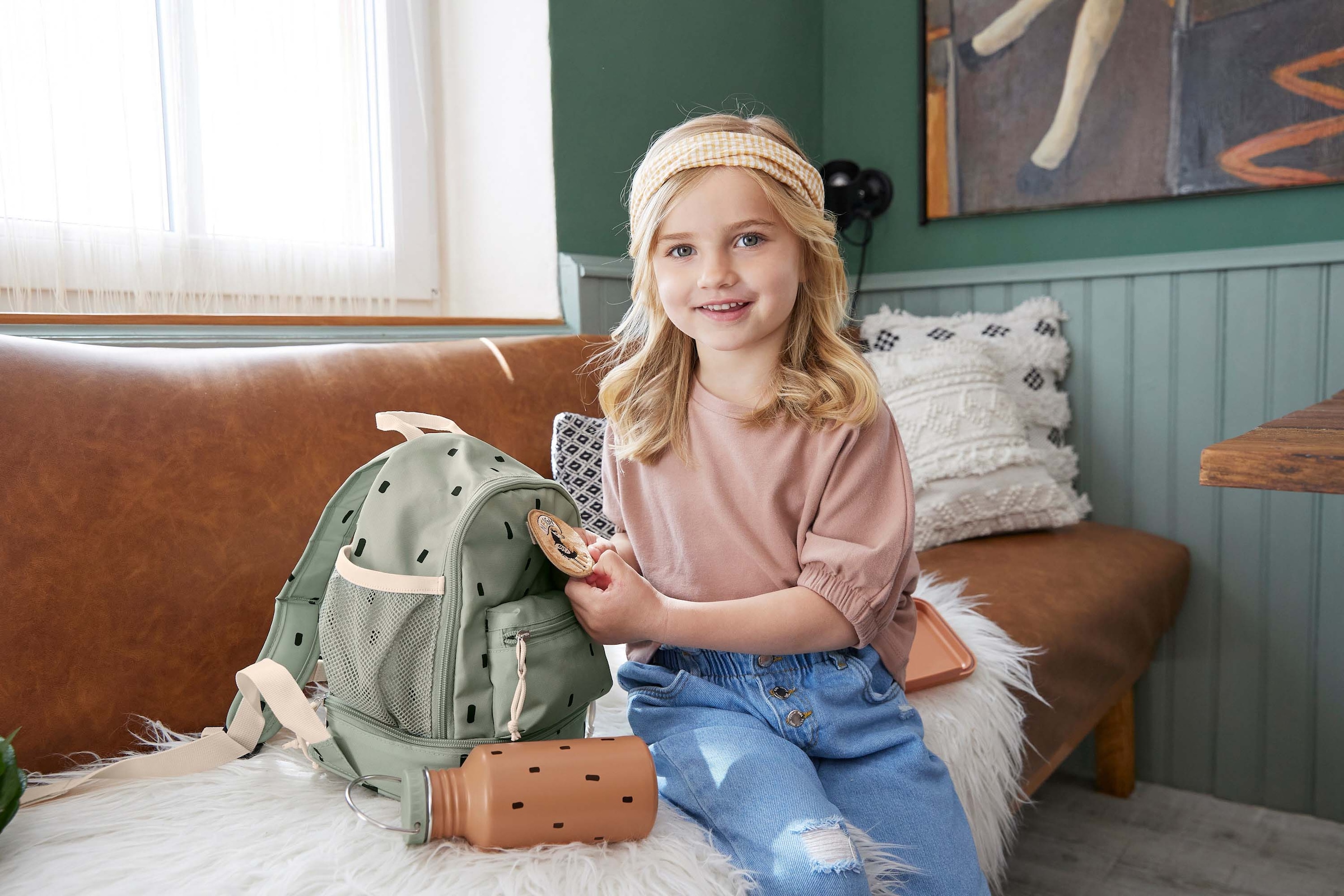 LÄSSIG Kinderrucksack »Happy Prints, Mini Backpack, Light Olive«