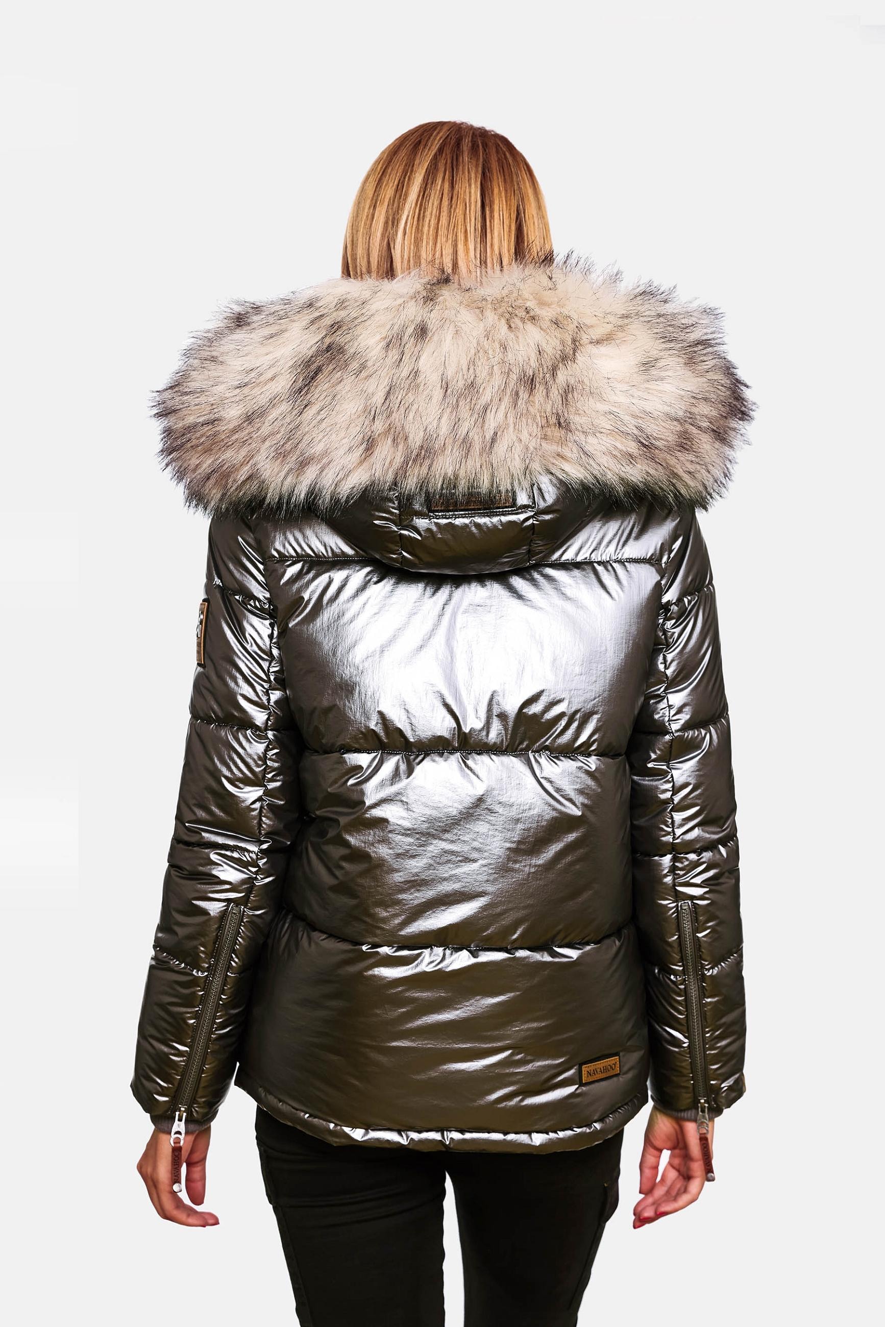 Navahoo Winterjacke »Winterjacke Tikunaa«, mit Kapuze, warm gefütterte Damen Steppjacke mit Kunstfellkapuze