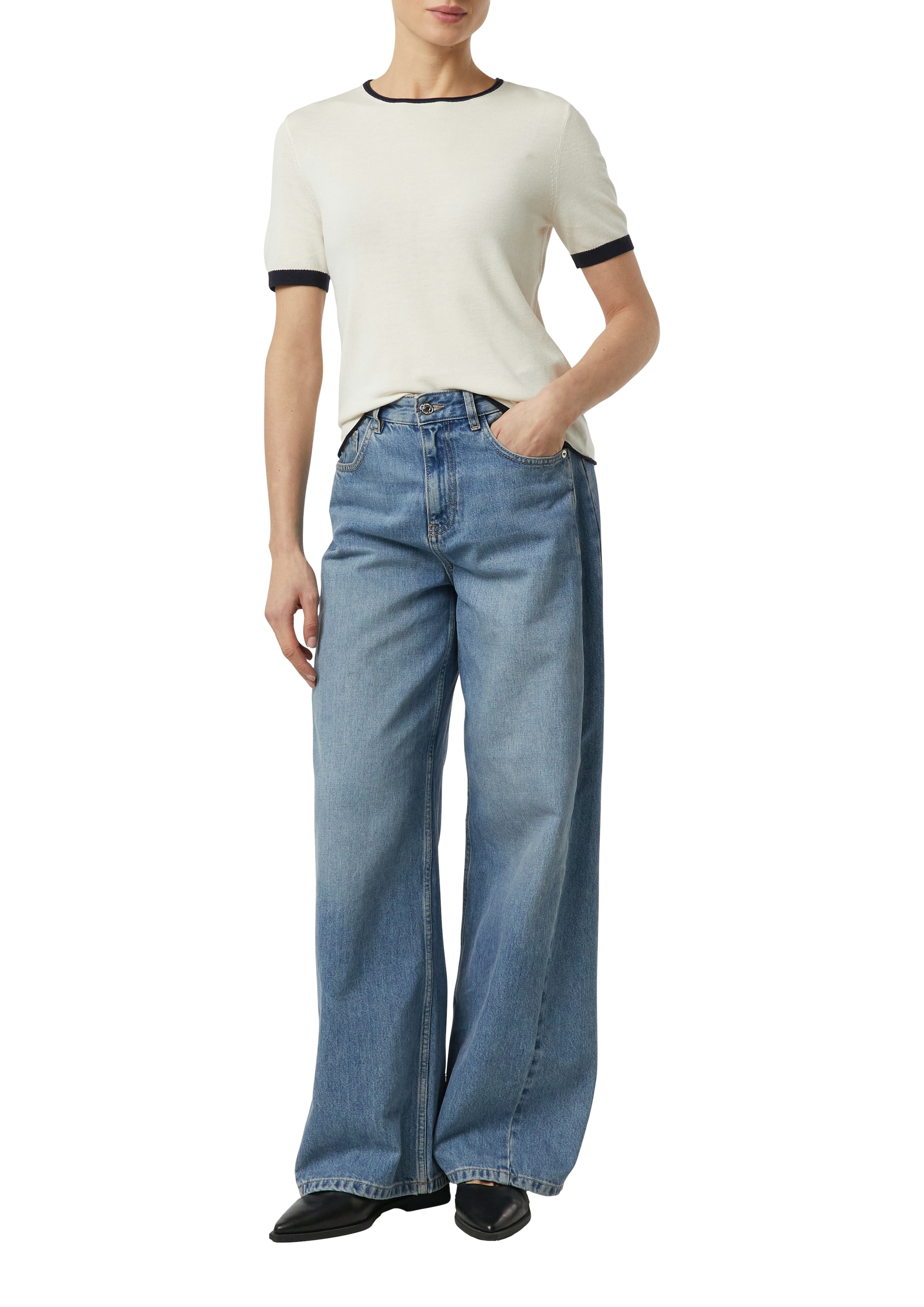 Comma Strickpullover halbarm, mit farblich angesetzten Abschlüssen