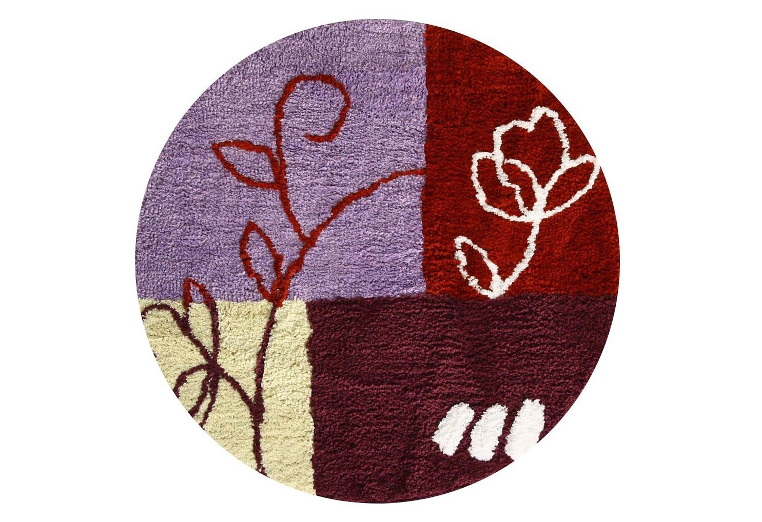 KiNZLER Badematte »Gedinne«, rutschhemmend beschichtet, fußbodenheizungsgeeignet, Badteppich, rund, modernes florales Patchwork Design, waschbar