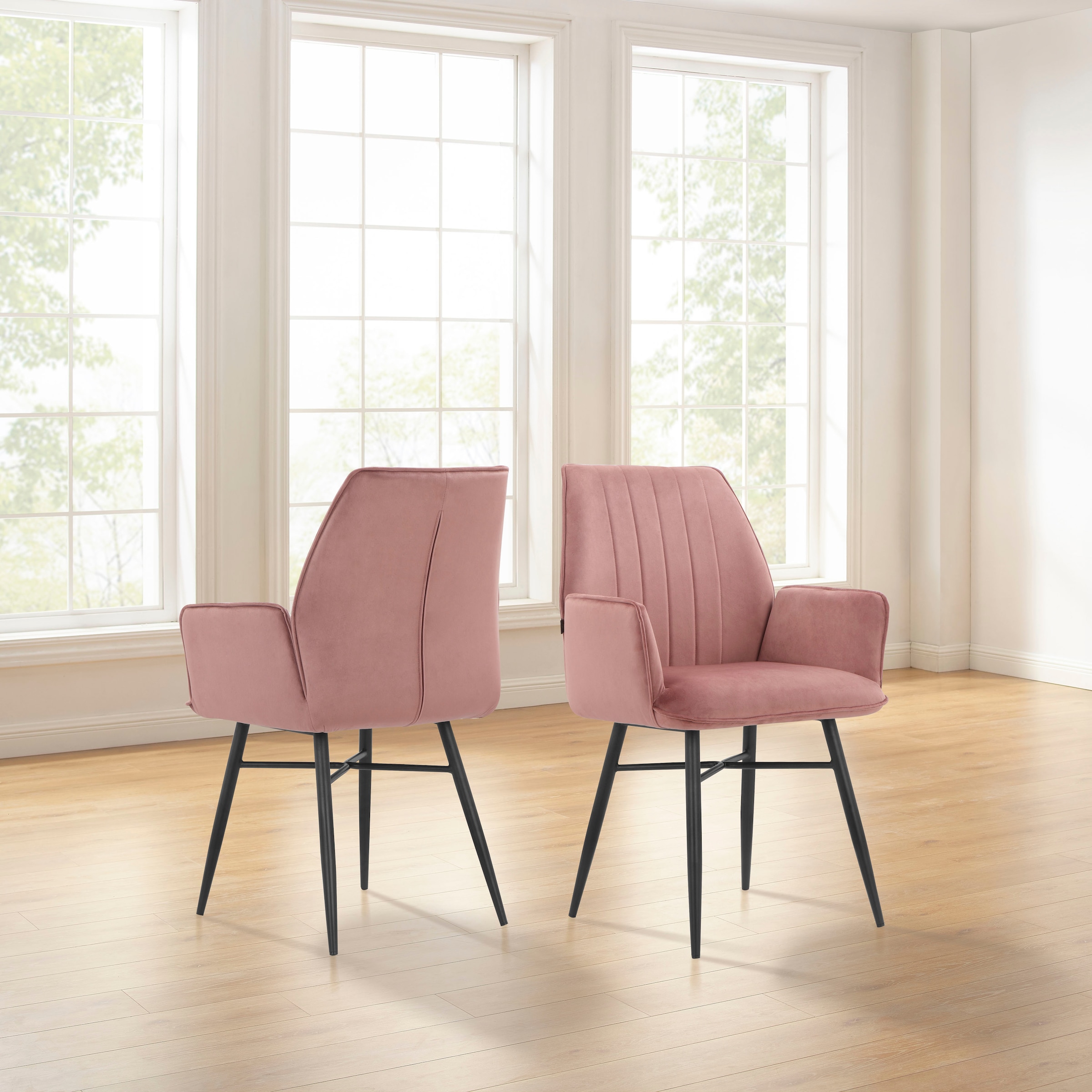 Leonique Esszimmerstuhl »Hrodwyn«, 2 St., Veloursstoff, Sitz gepolstert, mit horizontale Nähten am Rücken, Sitzhöhe 52 cm