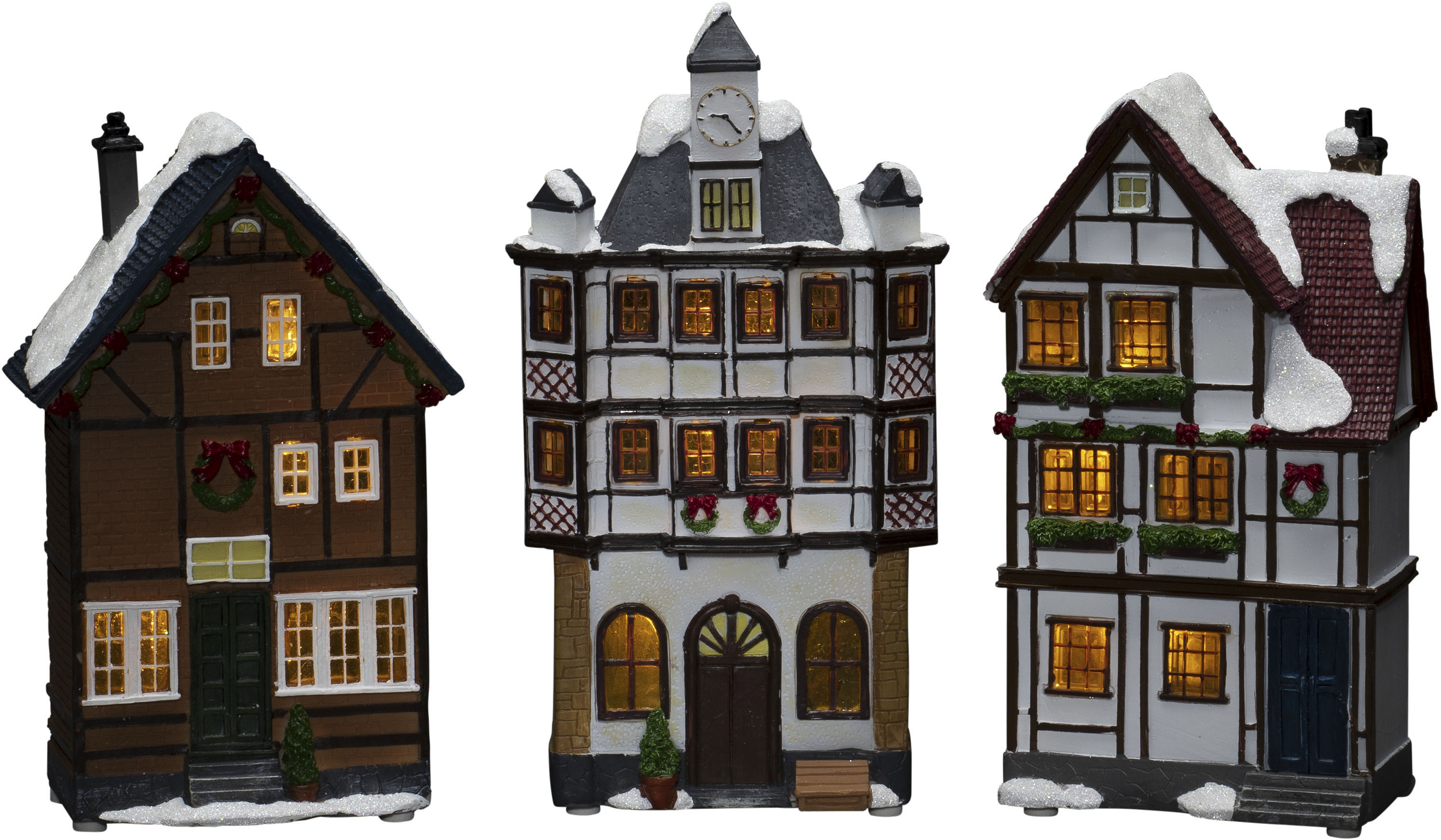 Konstsmide Weihnachtshaus »LED Fiberoptikhäuser, 3er-Set, 16 bernsteinfarbene Dioden« wählbare Energieversorgung zwischen USB oder Batteriebetrieb,...