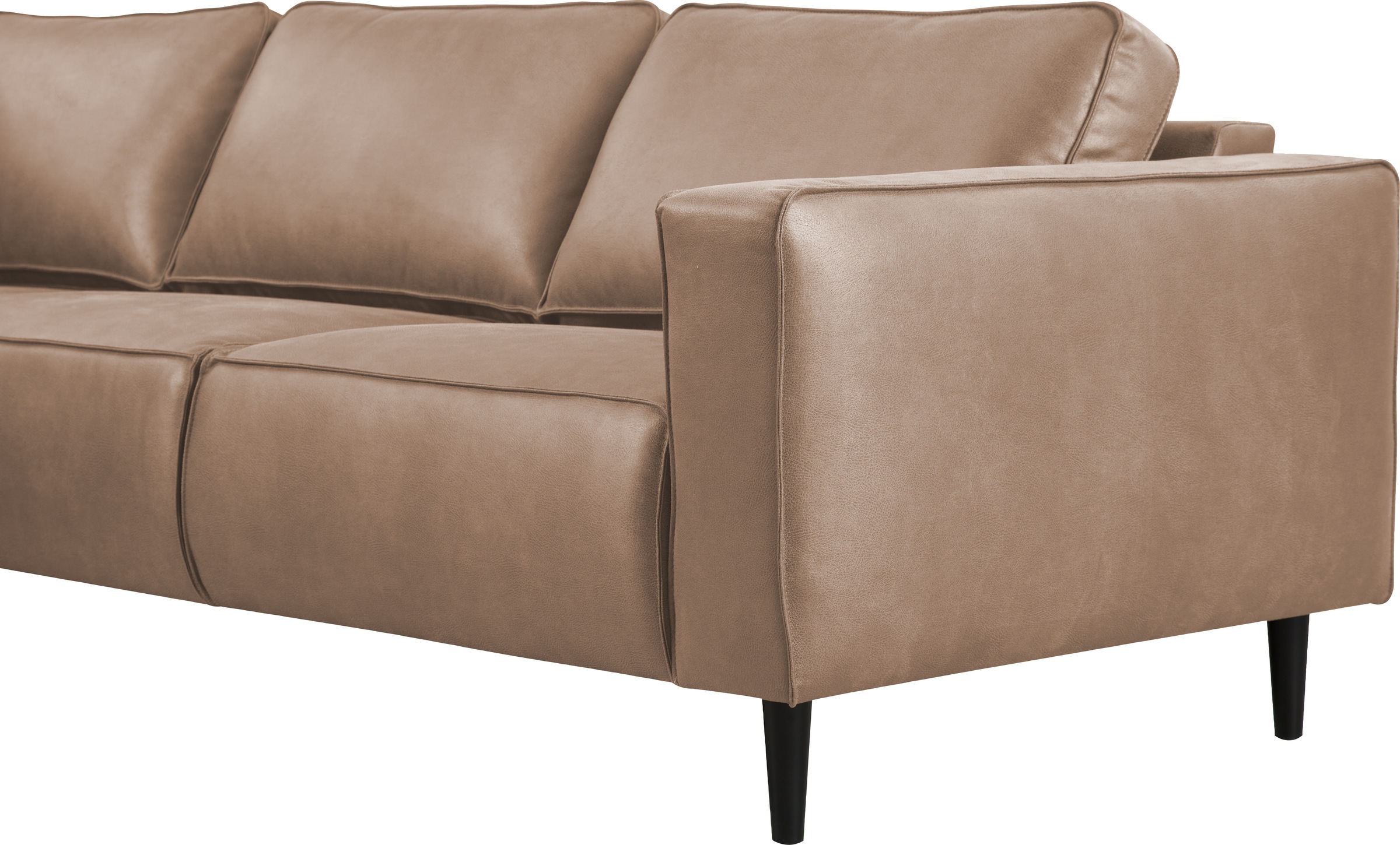 Places of Style Ecksofa »Fumone, Lederoptik oder Soft-Touch Chenille«, Breite 260, mit schwarzen Massivholzfüßen