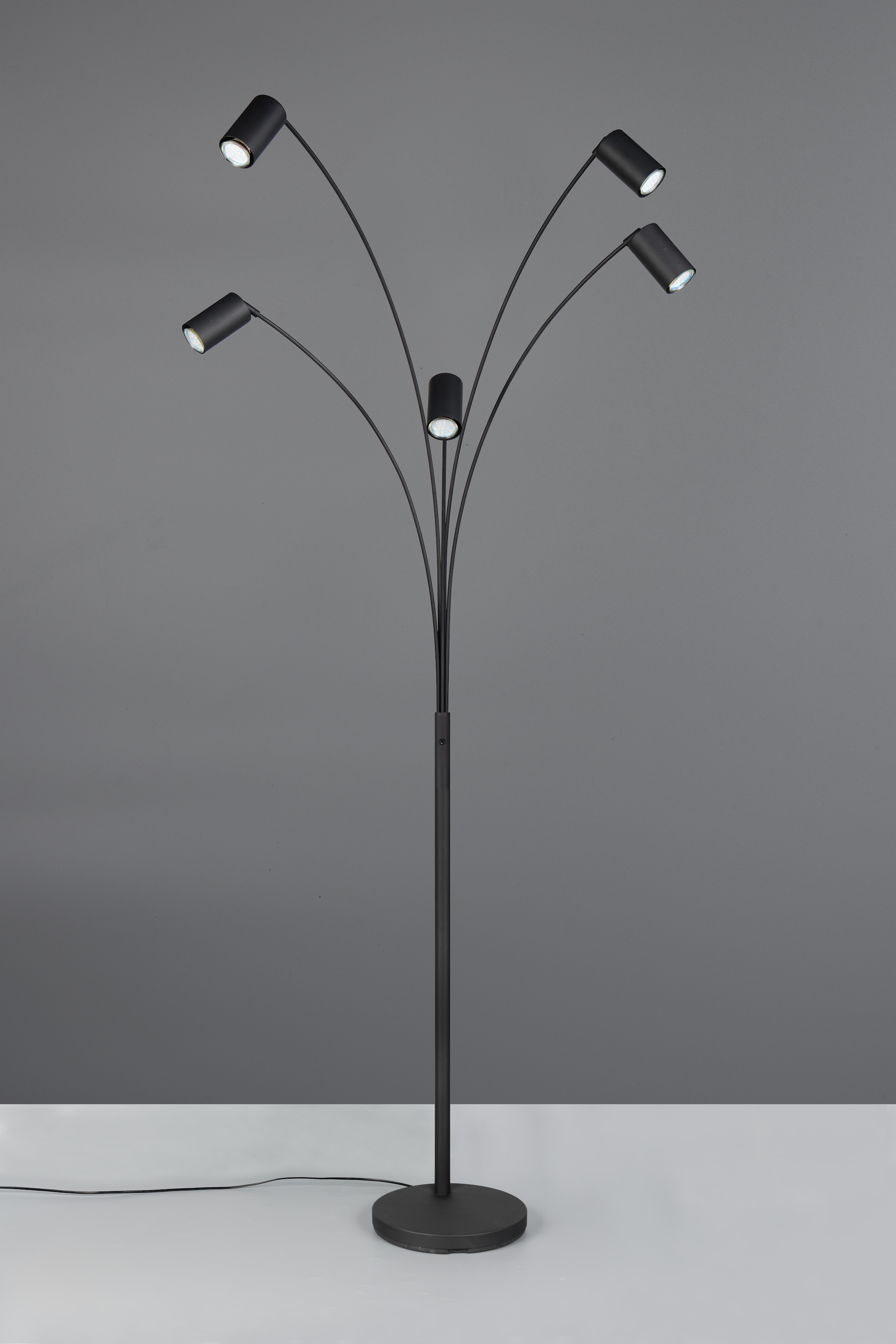 TRIO Leuchten Stehlampe »MARLEY, 5-flammige Bogenleuchte, exkl 5x GU10 max 10W, Kippschalter« GU10 1 Stk. warmweiß - kaltweiß Höhe 200 cm, Leuchtenarme flexibel verstellbar Leseleuchte Stehleuchte