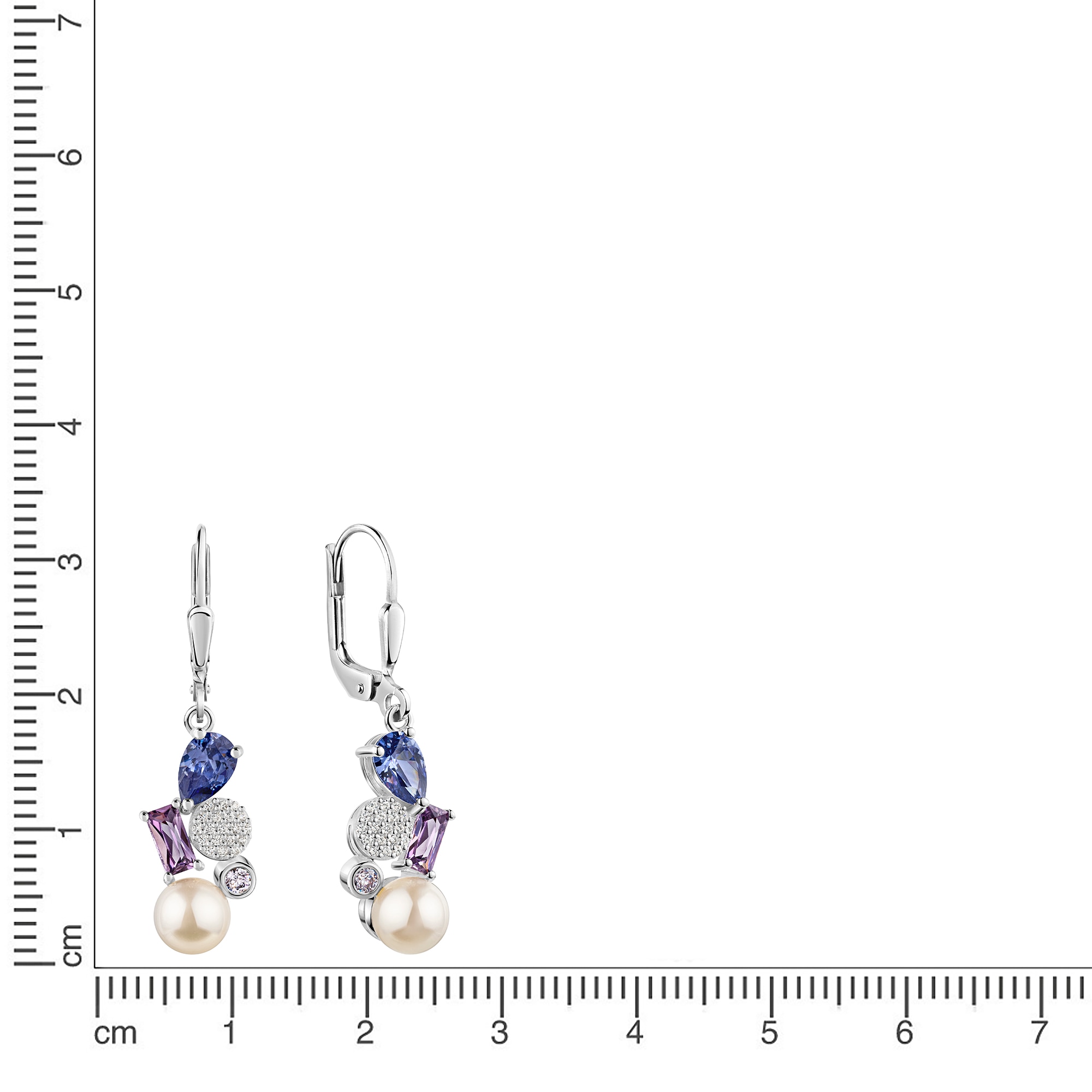 Firetti Paar Ohrhänger »Schmuck Geschenk Silber 925 Ohrringe Baguette Kreis Tropfen« mit Zirkonia (synth.) - mit Süßwasserzuchtperle