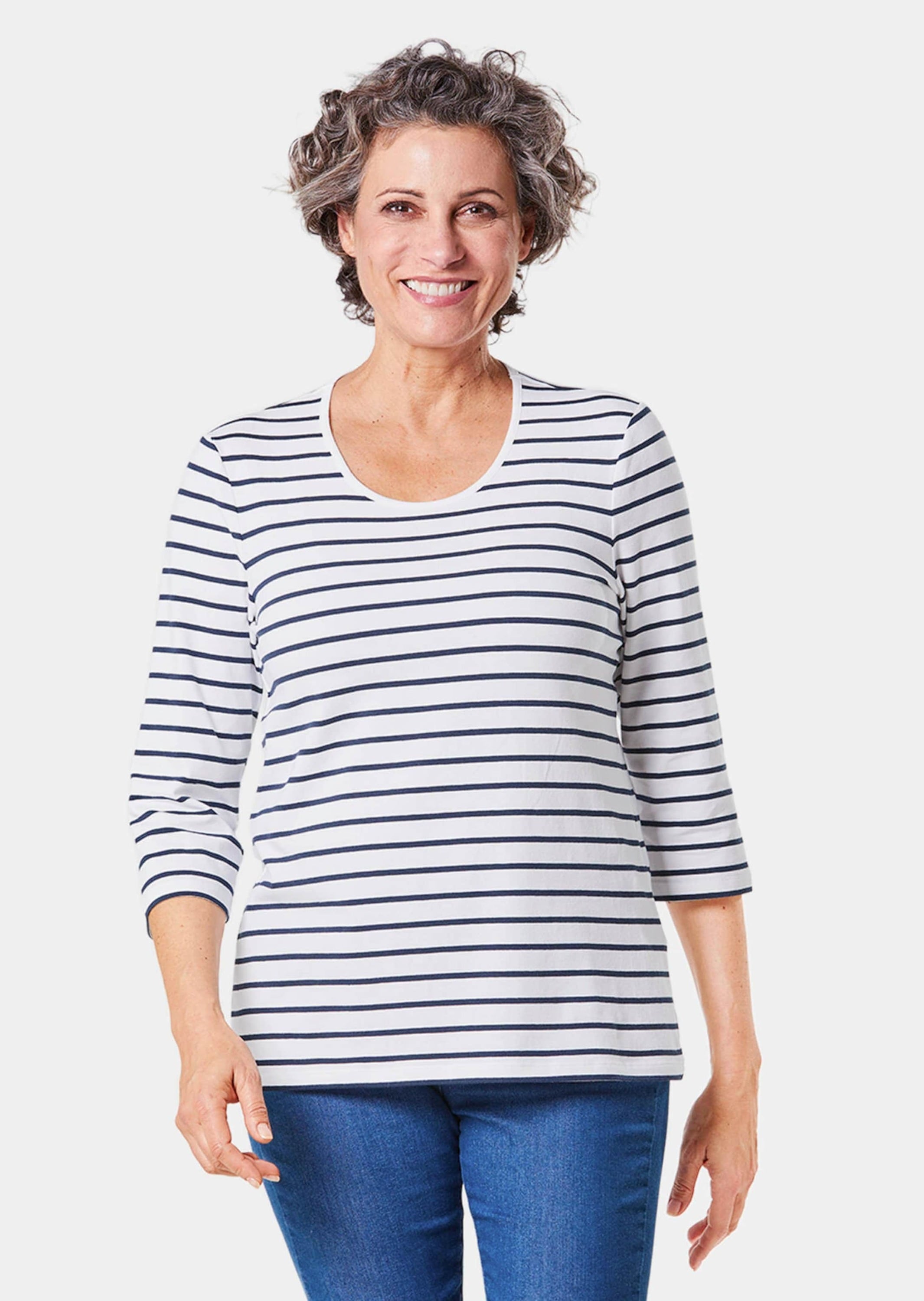 GOLDNER 3/4-Arm-Shirt »Kurzgröße Buntgewirktes Ringelshirt«