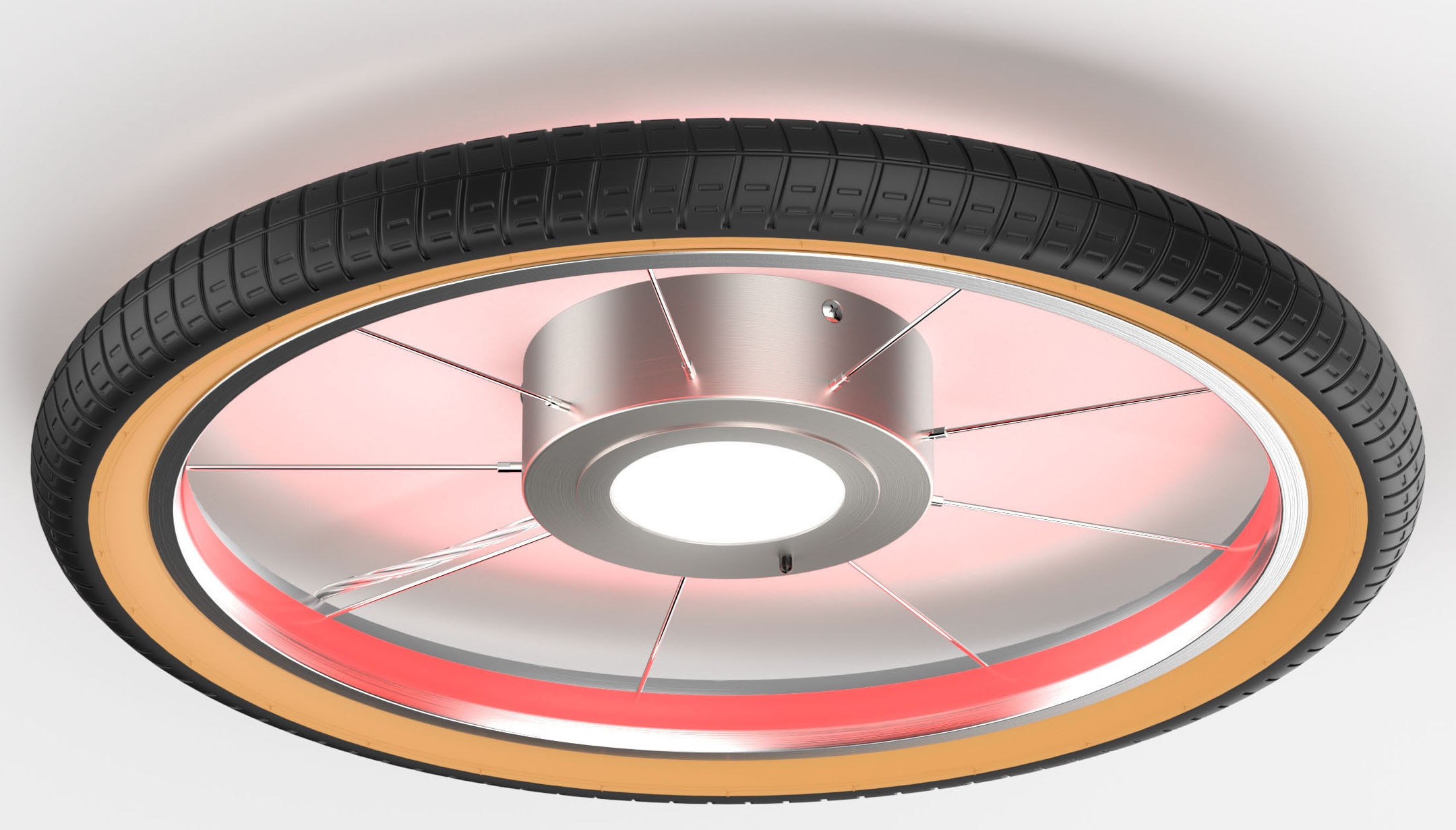 my home Deckenleuchte »Bela, Wheel, Reifen, Deckenlampe im Reifendesígn«, Ø 51cm, Hauptlicht und indirekte Beleuchtung getrennt schaltbar