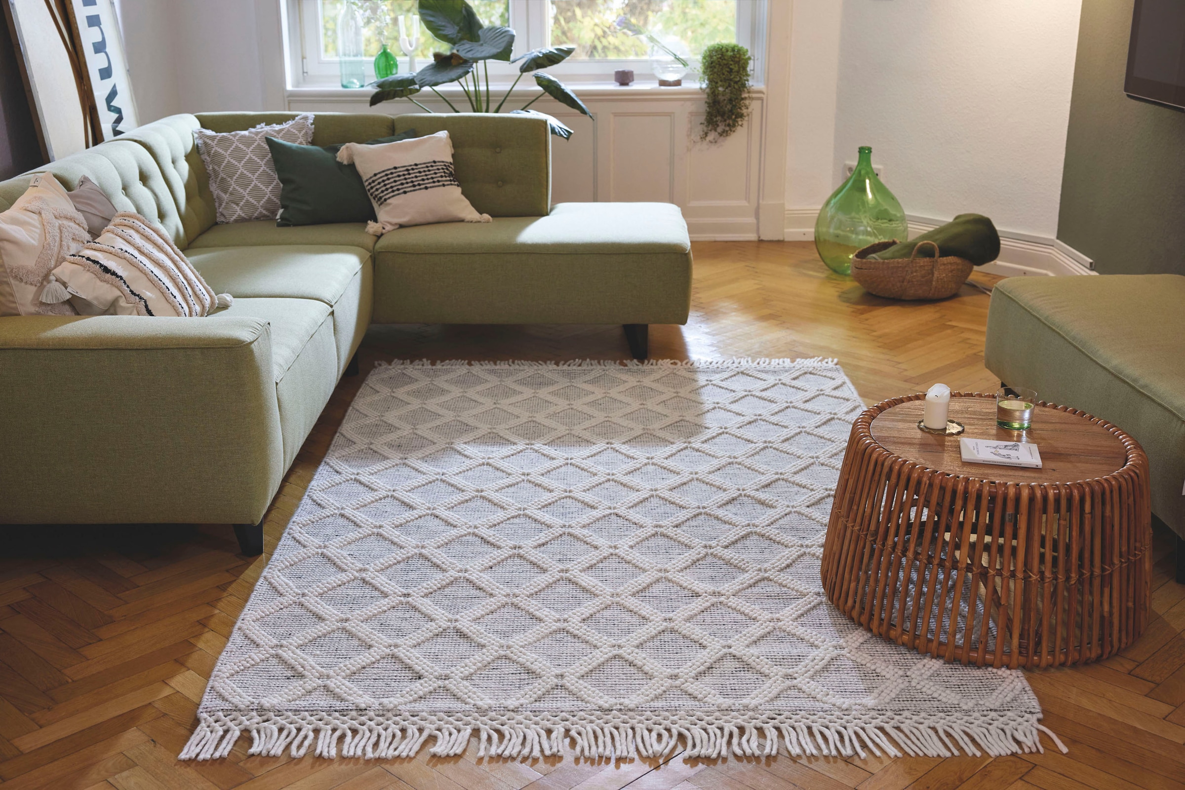 TOM TAILOR HOME Teppich »Colored Macrame« rechteckig 10 mm Höhe Handweb Teppich, reine Wolle, handgewebt, mit Fransen, Scandi Design