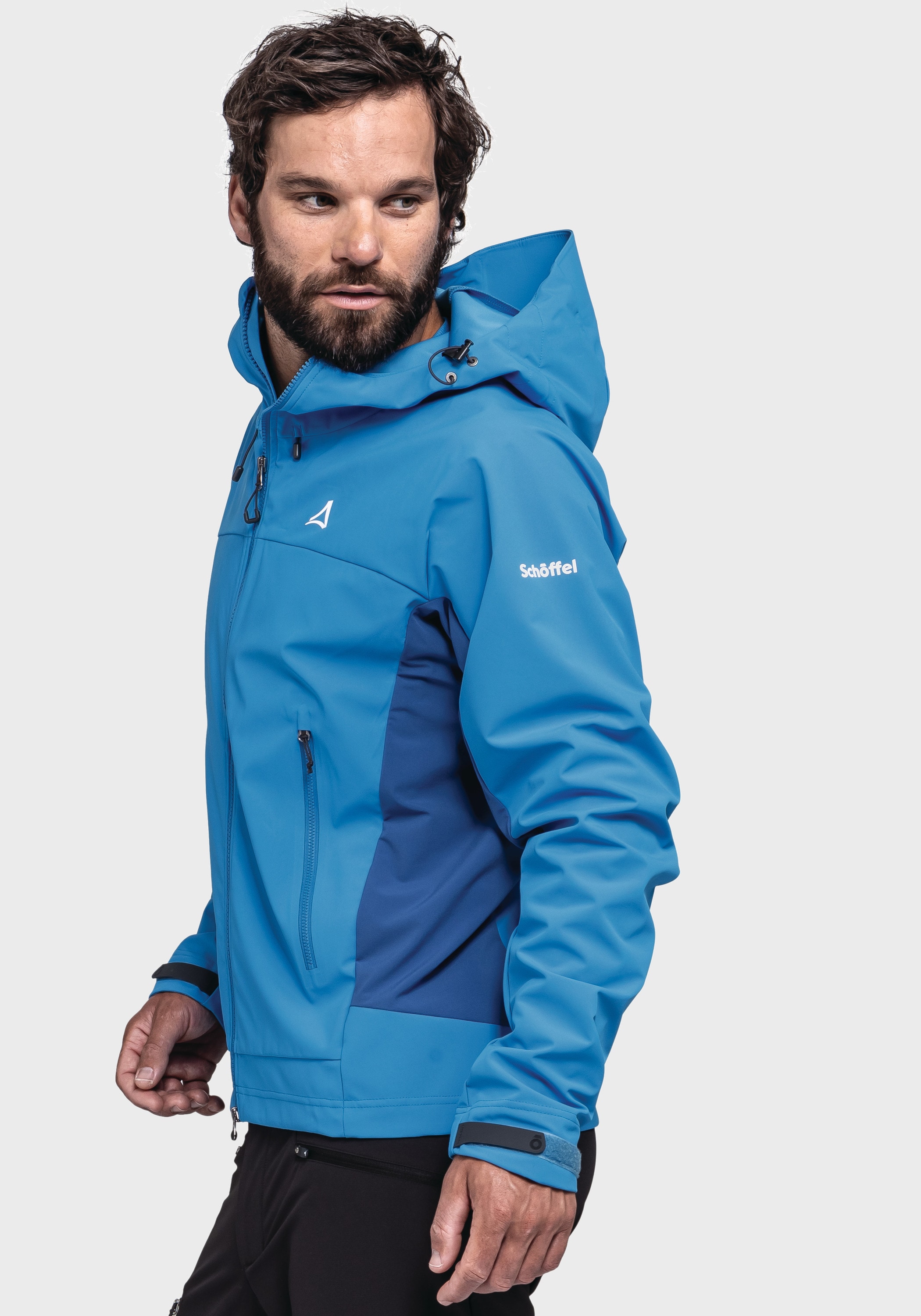 Schöffel Outdoorjacke »Mountain Softshell Jk Style Blaueis MNS«, mit Kapuze