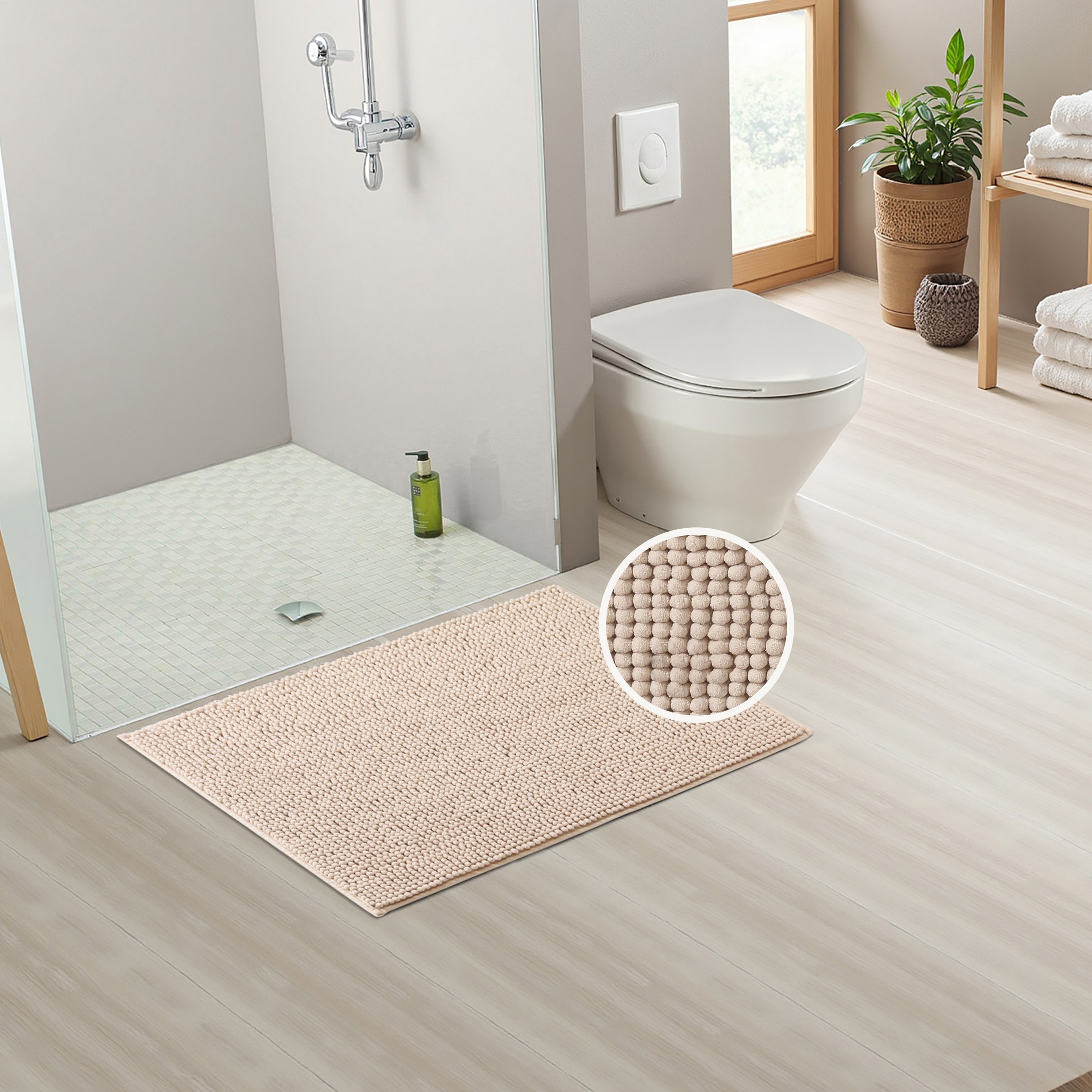 my home Badematte »Vanessa Chenille, Badvorleger, Badezimmer Teppich, Duschvorleger«, strapazierfähig-fußbodenheizungsgeeignet-schnell trocknend, Uni Farben, besonders weich