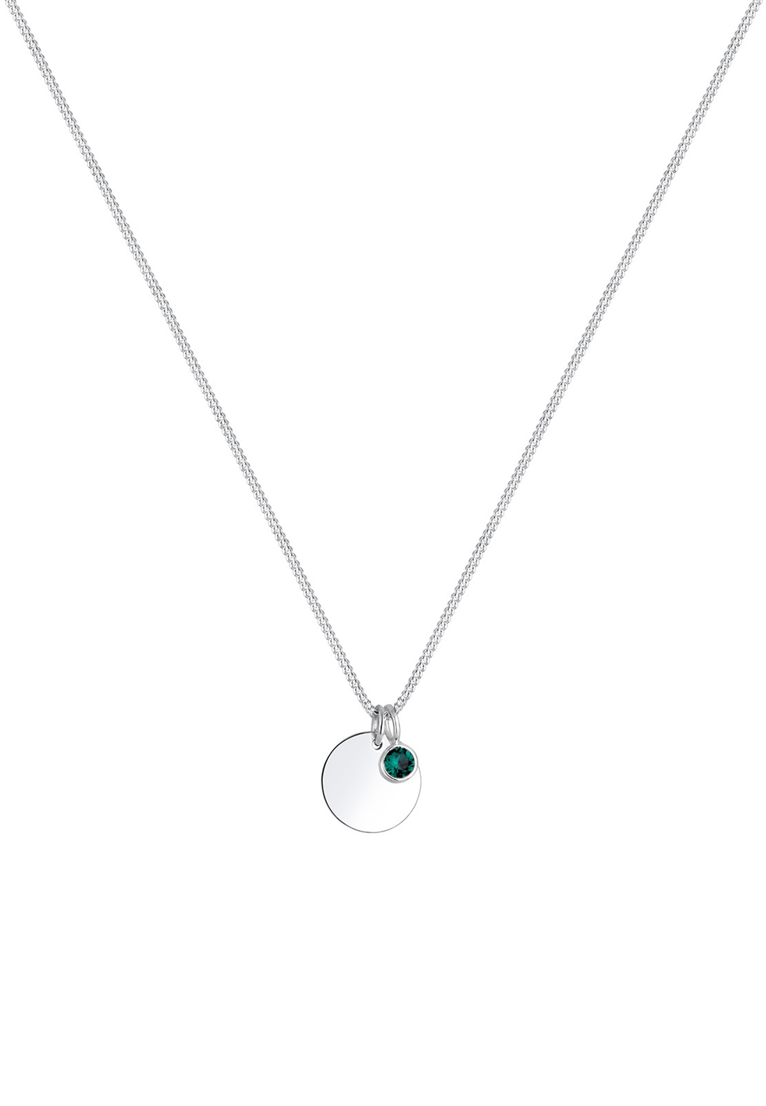 Elli Silberkette »Halskette Plättchen mit Geburtstein Kristalle 925 Sterling silber«