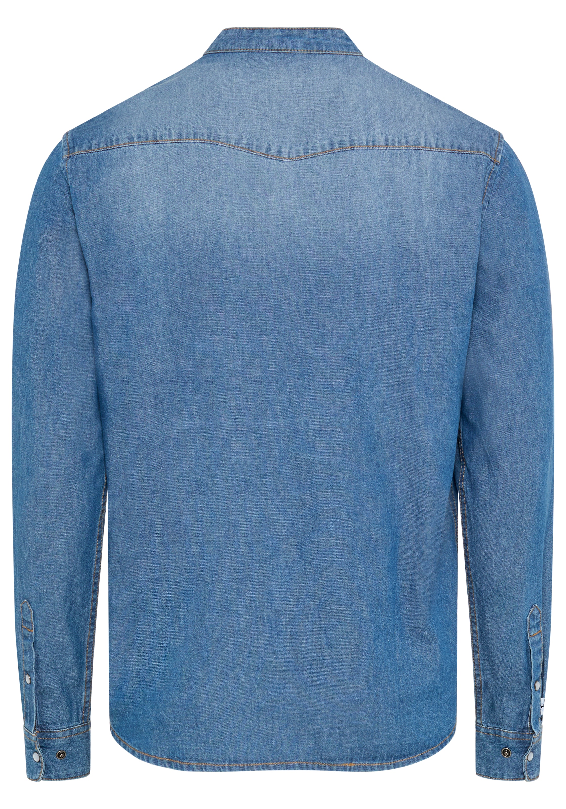DELMAO Jeanshemd aus Baumwolle in Denim-Qualität, mit Stehkragen