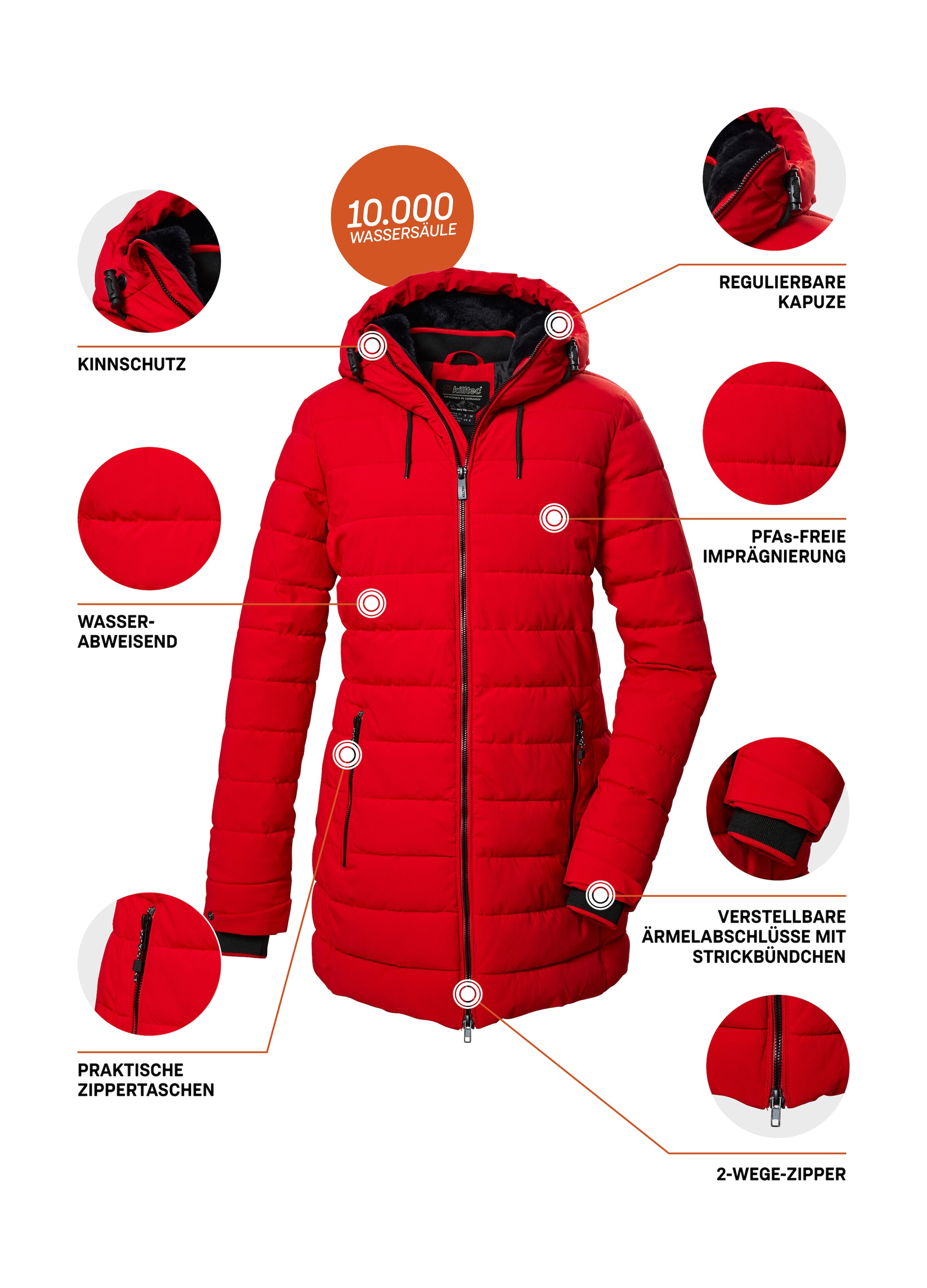 Killtec Steppmantel »KOW 55 WMN QLTD PRK« Wasserabweisender, winddichter Damenparka, atmungsaktiv