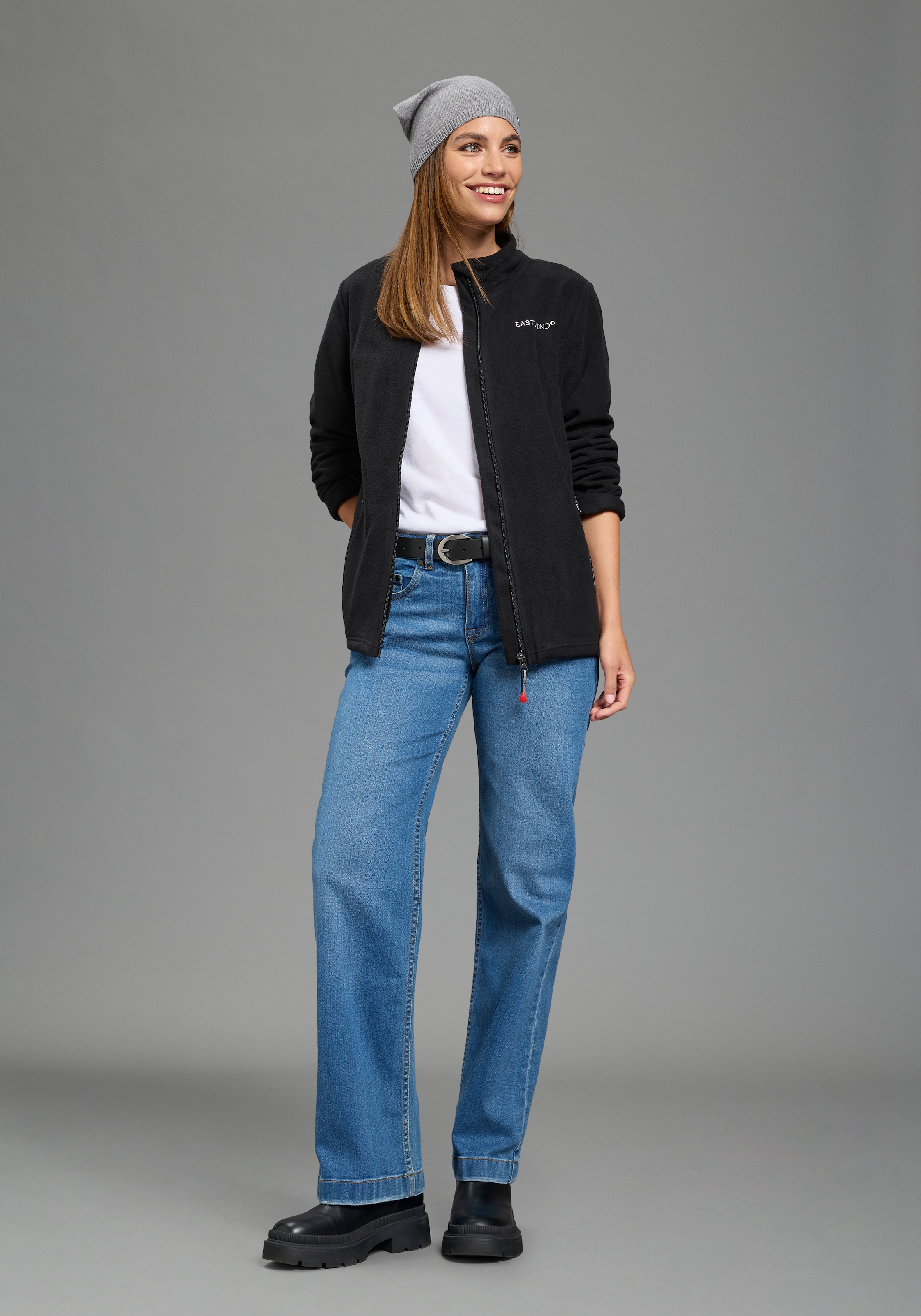 Eastwind Fleecejacke ohne Kapuze für kalte Tage,  aus 100% Polyester,  sportlicher Stil