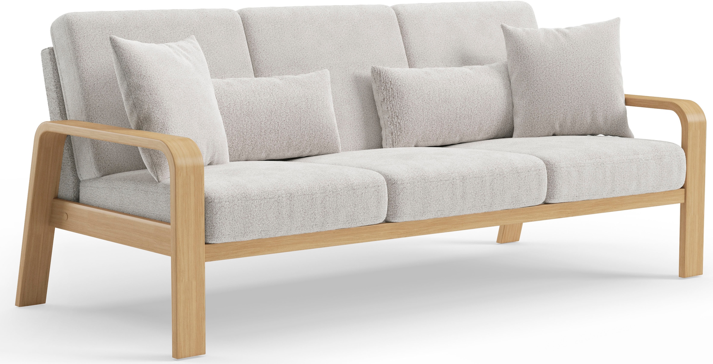 sit&more 3-Sitzer »Kolding«, Armlehnen aus Buchenholz in natur, verschiedene Bezüge und Farben