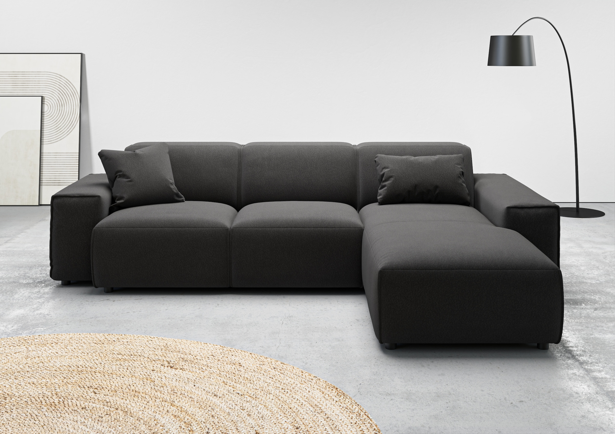 andas Ecksofa »Glimminge L-Form auch in Breitcord, Feincord + Easy care-Bezug,«, Breite 264, Zierkissen