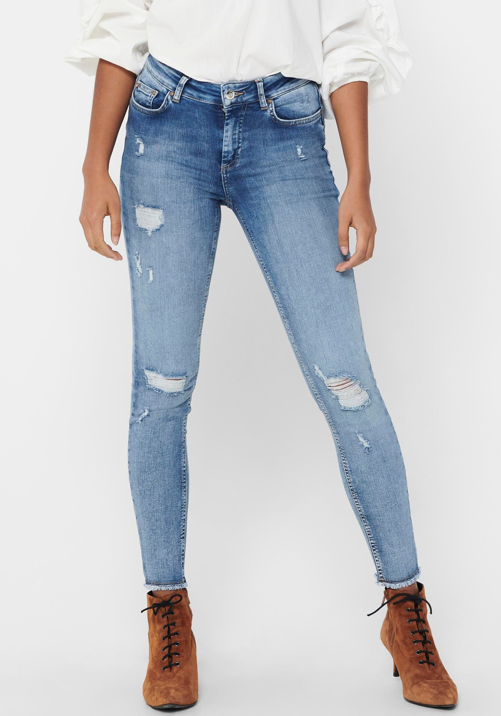Only Skinny-fit-Jeans »ONLBLUSH LIFE«, mit großen Destroyed Effekten