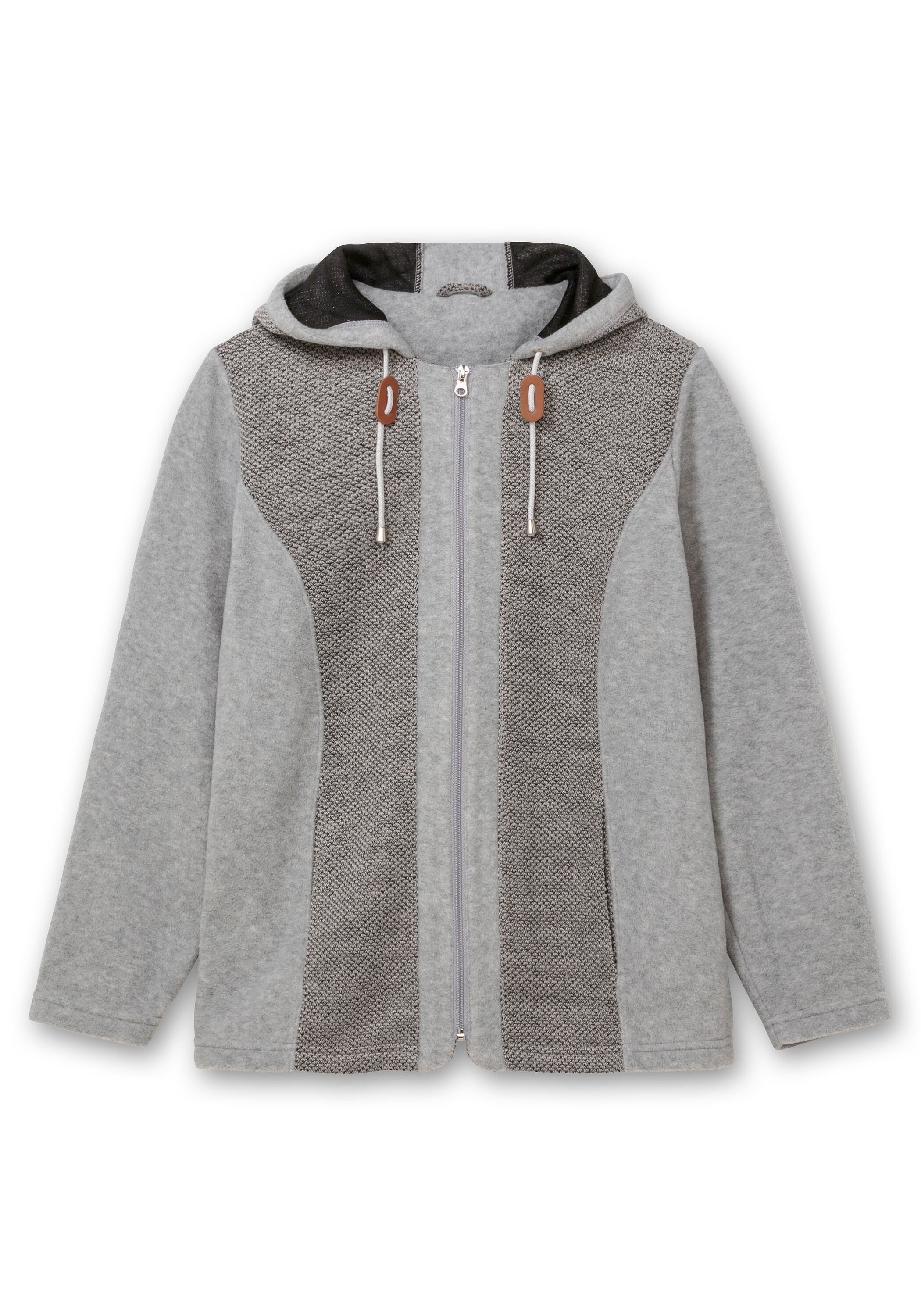 Sheego Fleecejacke »Fleecejacke mit Kapuze und Strick-Einsätzen«