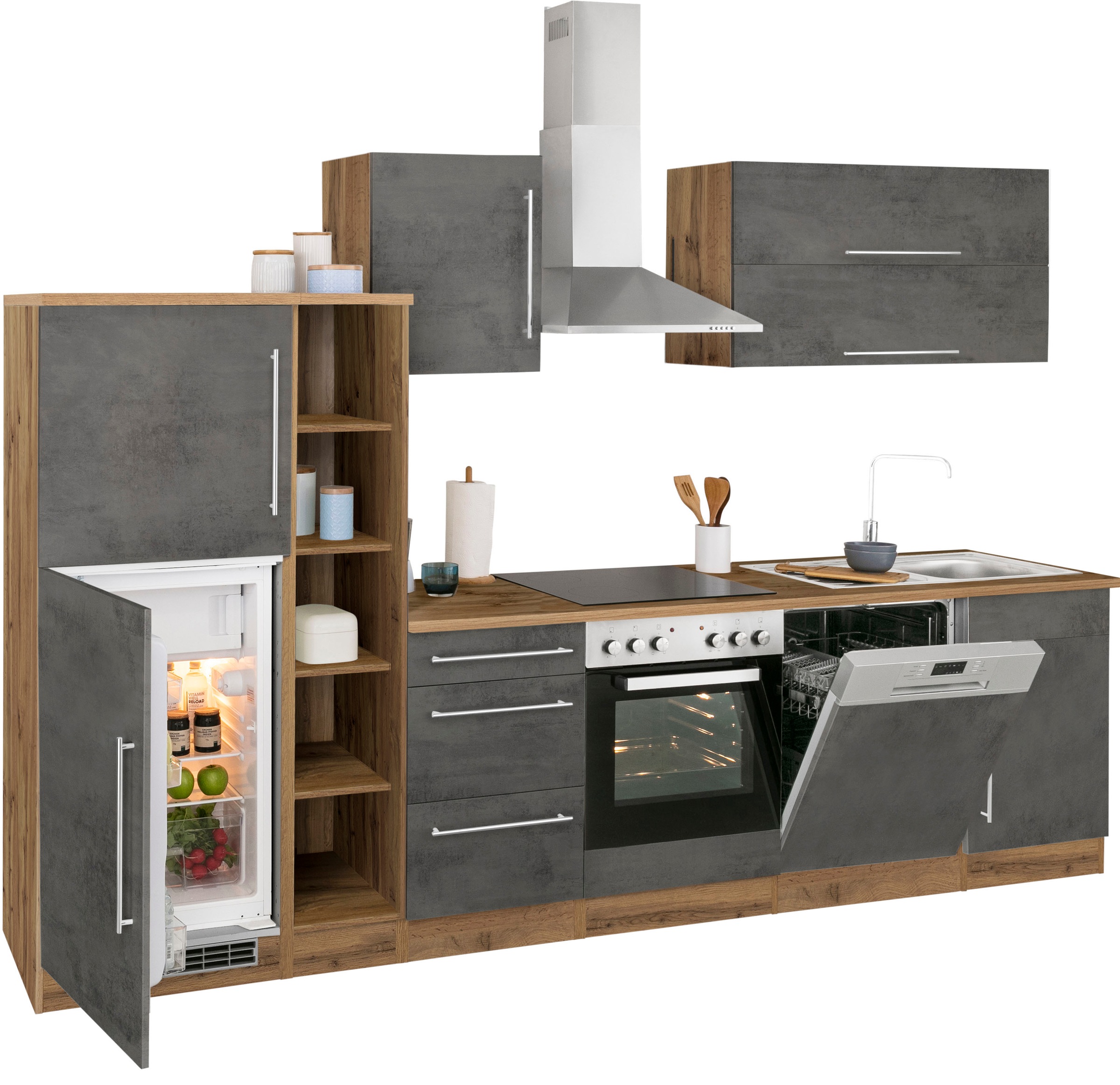 HELD MÖBEL Küchenzeile »Samos«, mit E-Geräten, Breite 310 cm kaufen online  bei OTTO