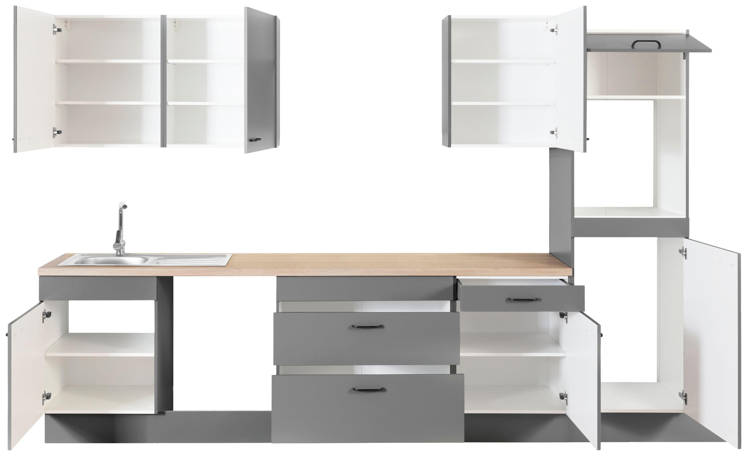 OPTIFIT Küchenzeile »Elga«, Premium-Küche, Soft-Close-Funktion, großen Vollauszügen, Breite 330 cm