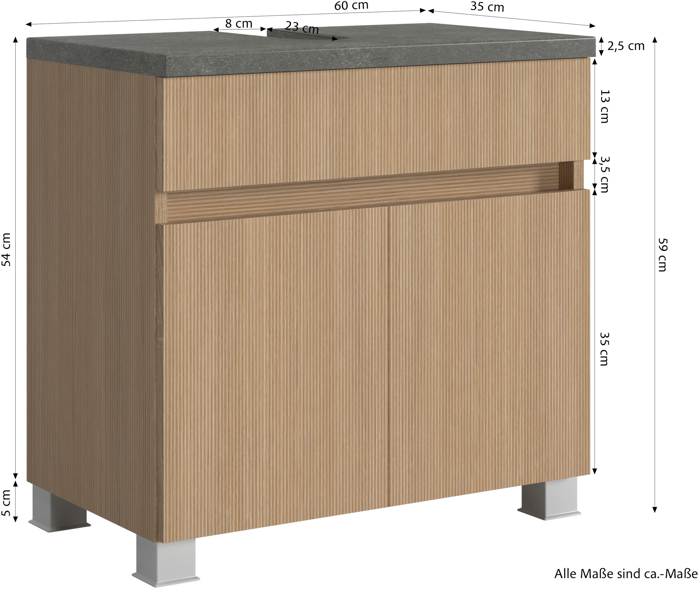 welltime Badmöbel-Set »Eixo«, Set 120 cm breit, Badmöbel mit LED-Beleuchtung