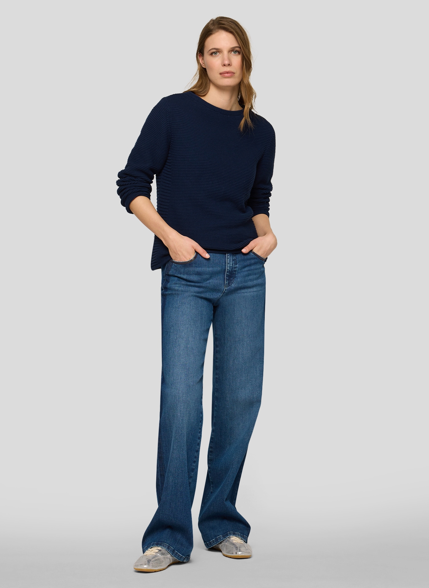 Rabe Strickpullover in Streifen-Ripp-Optik