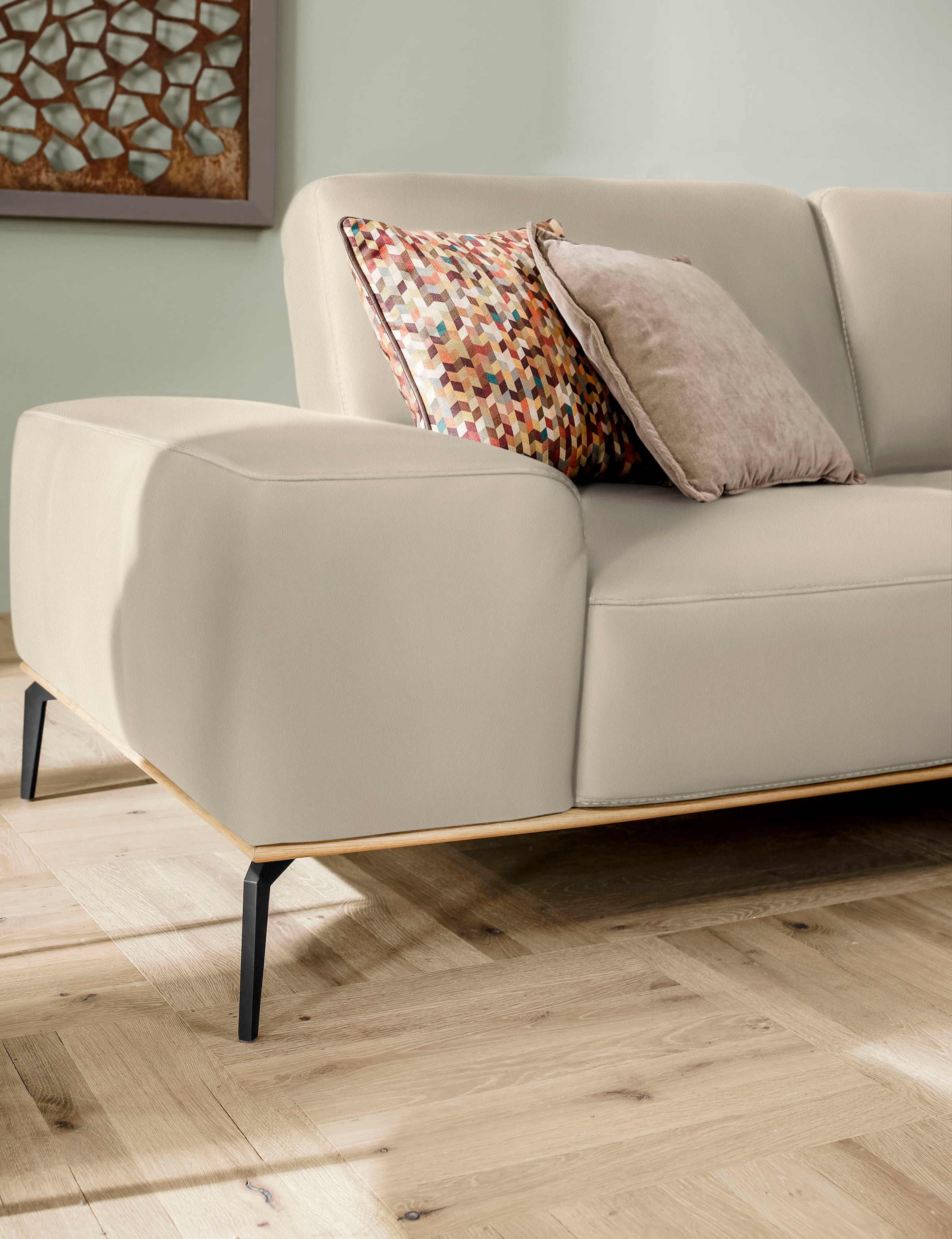 W.SCHILLIG Ecksofa »run, Designsofa mit tollem Sitzkomfort, bequem, L-Form«, mit Holzsockel, Füße in Schwarz pulverbeschichtet, Breite 319 cm