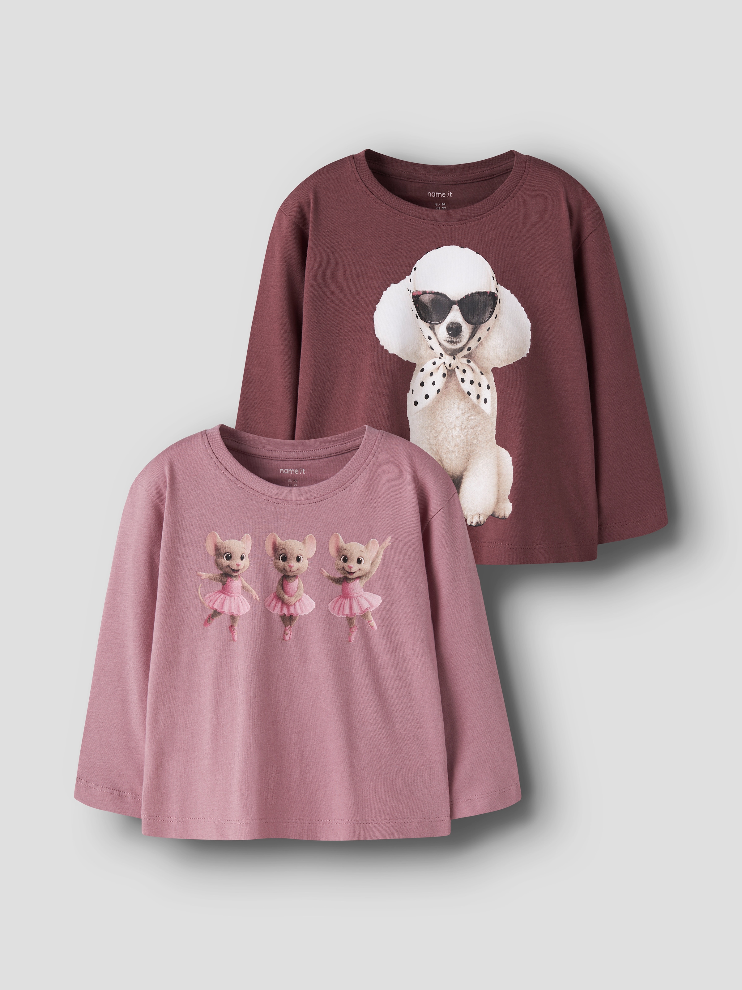 Name It Langarmshirt »NMFVOTEA 2P LS NREG TOP« Packung, 2 Baumwolle, regular fit