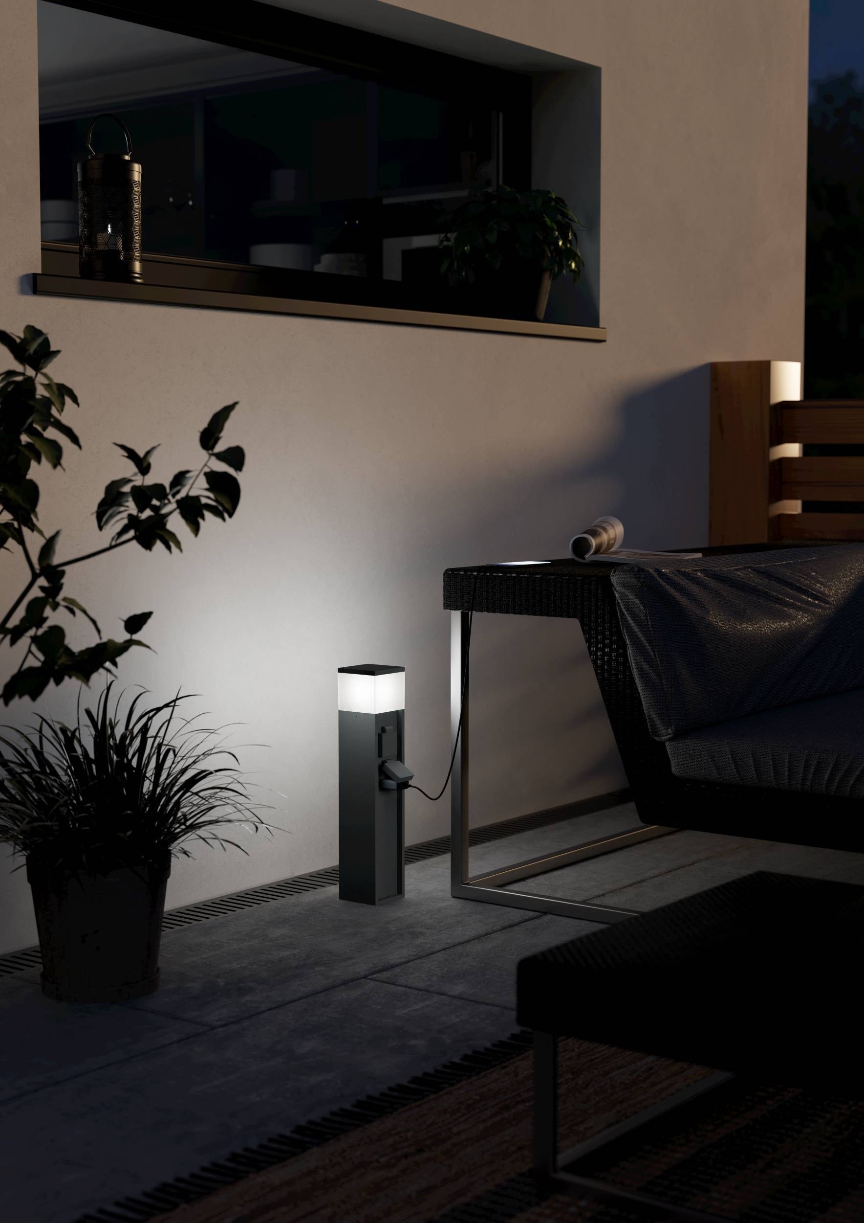 EGLO Gartensteckdose »Park 5 Außenlampe, Gartensteckdose, Stromverteiler außen, IP54, Lampe« 1 Stk. tlg. L10 x B10 x H50 cm, 1X25W exkl. 220-240V / 16A / max. 3520W