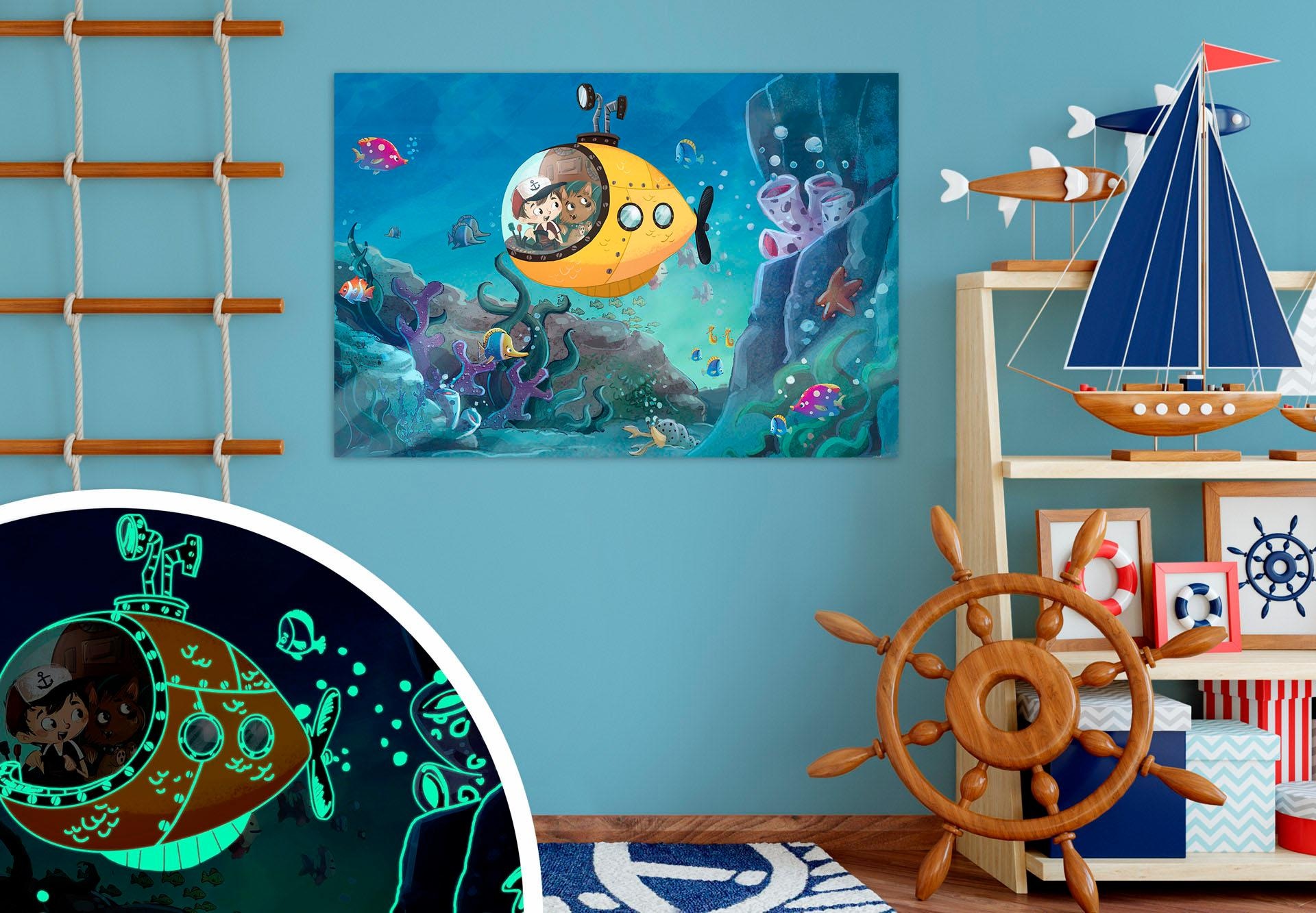 Wall-Art Poster »Unterwasserwelt«, Nachtleuchtende Farbe