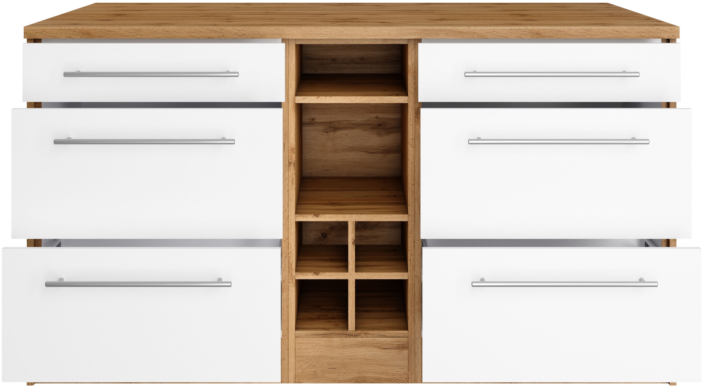 KOCHSTATION Kücheninsel »KS-Wien«, Breite 153 cm, MDF-Fronten, Flaschenregal