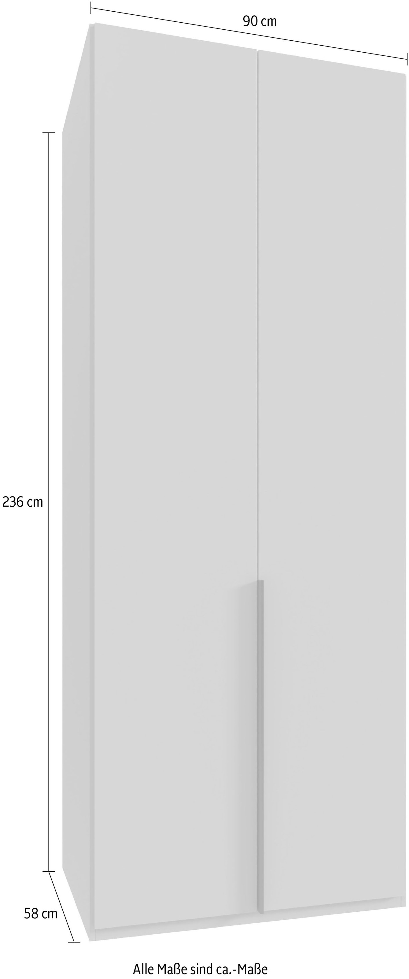 Wimex Kleiderschrank »Mugano, in 5 Breiten und 2 Höhen, Made in Germany«, (in Basic oder Premium Ausstattung mit 2 weiteren Einlegeböden), mit langen Griffstangen aus Metall, wahlweise mit oder ohne Spiegel