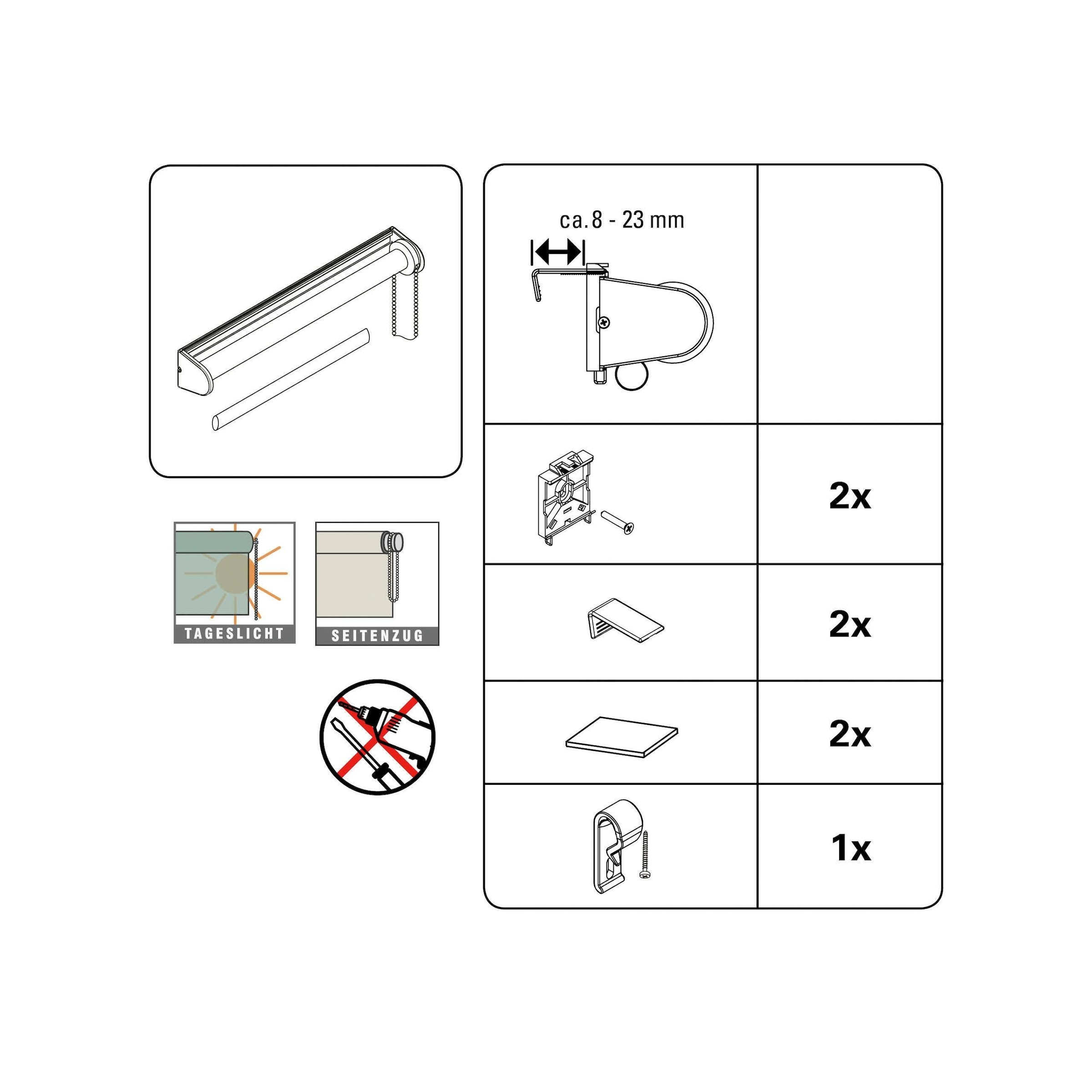 WOHNIDEE-Kollektion Seitenzugrollo »Rollo Tageslicht«, Lichtschutz, ohne Bohren, freihängend, Klebemontage / Schraubmontage möglich