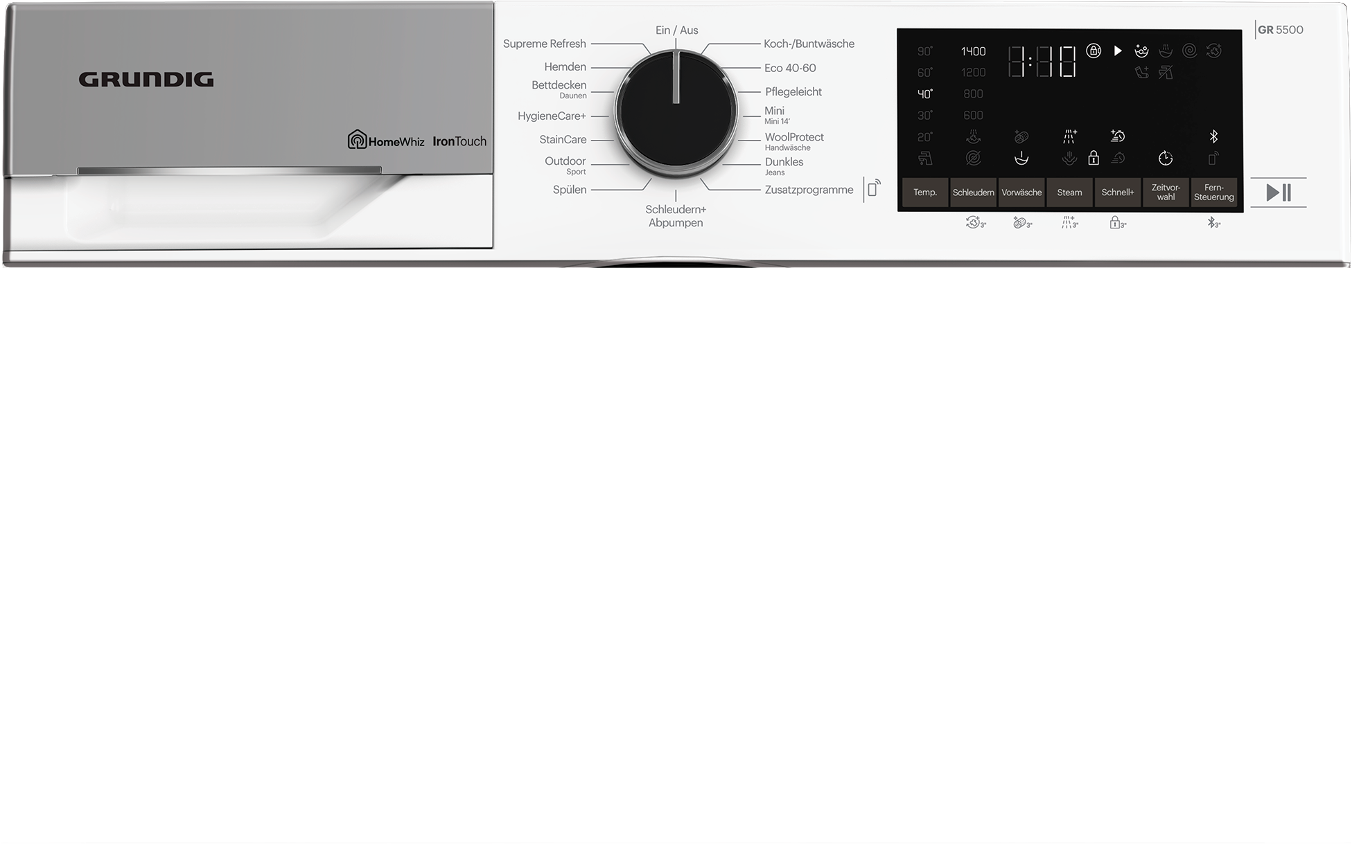 Grundig Waschmaschine »GW5P59415W2 7178577000«, 9 kg, 1400 U/min, IronTouch Technologie