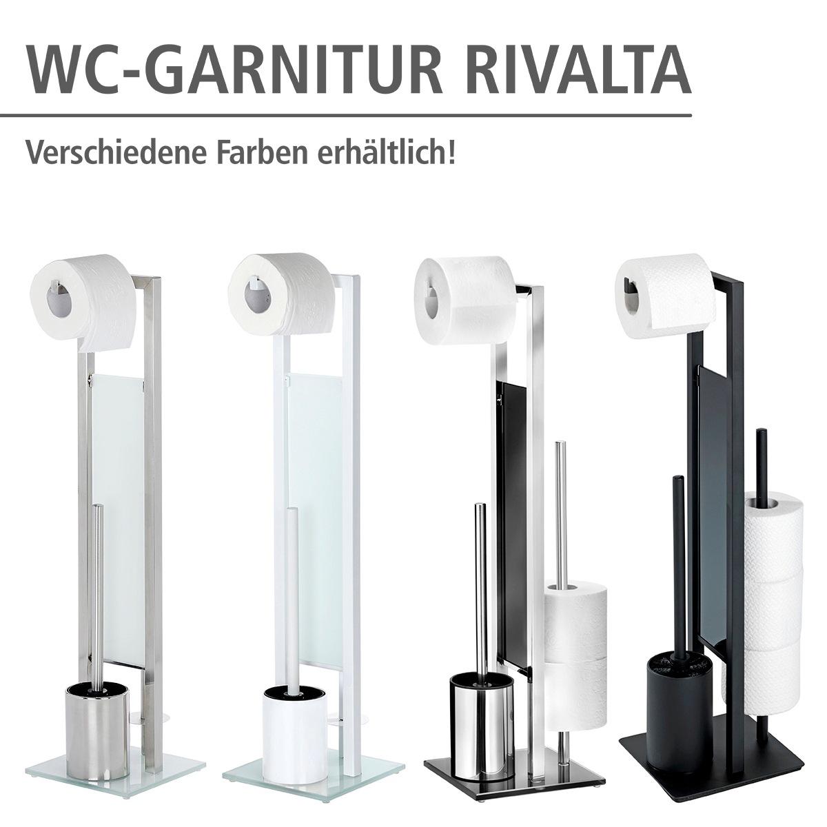 WENKO WC-Garnitur »Rivalta«, aus Sicherheitsglas-Kunststoff, integrierter Toilettenpapierhalter und WC-Bürstenhalter