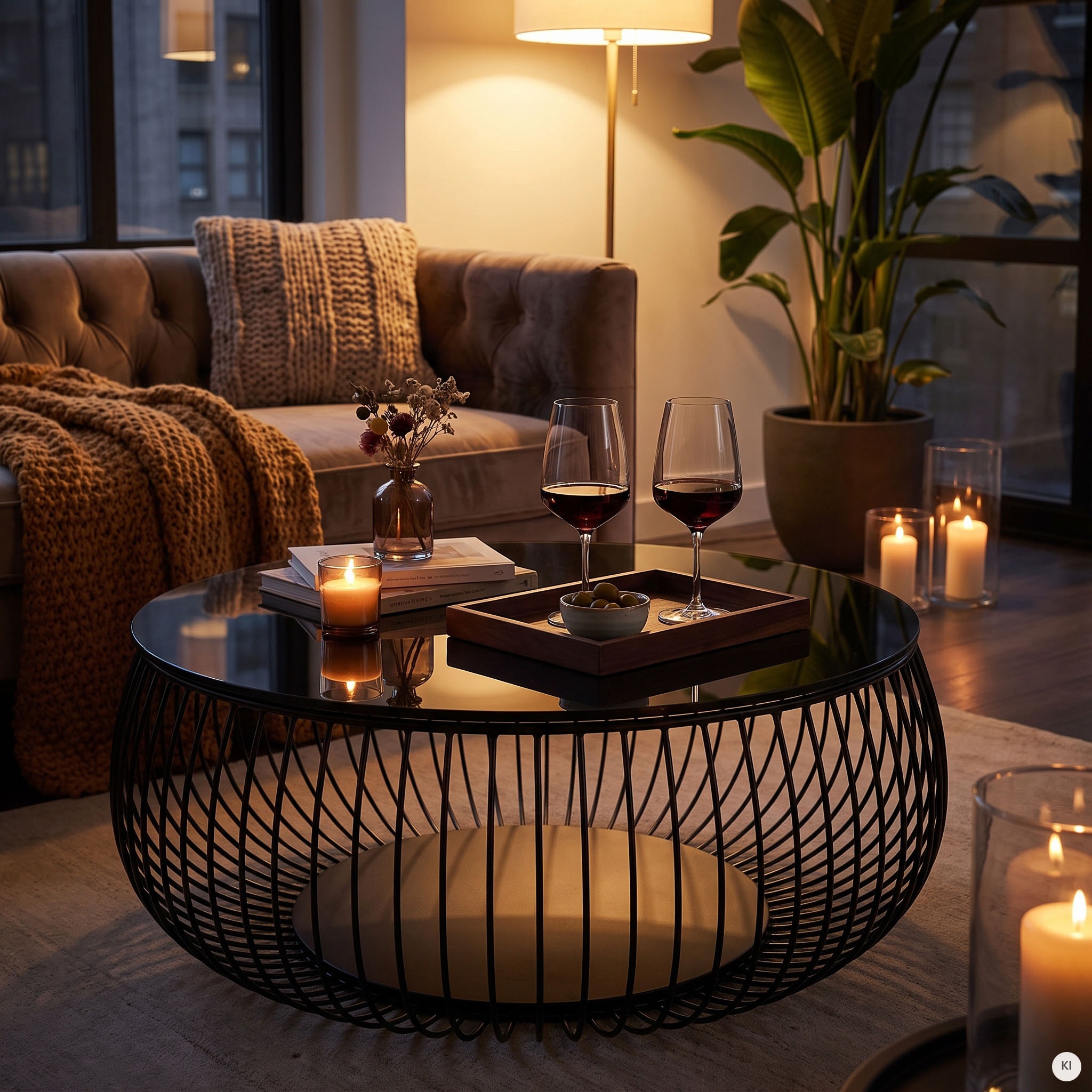 SalesFever Couchtisch »Coffeetable Wohnzimmertisch im minimalistischen Stil« 10 mm starke Klarglasplatte mit Marmordruck
