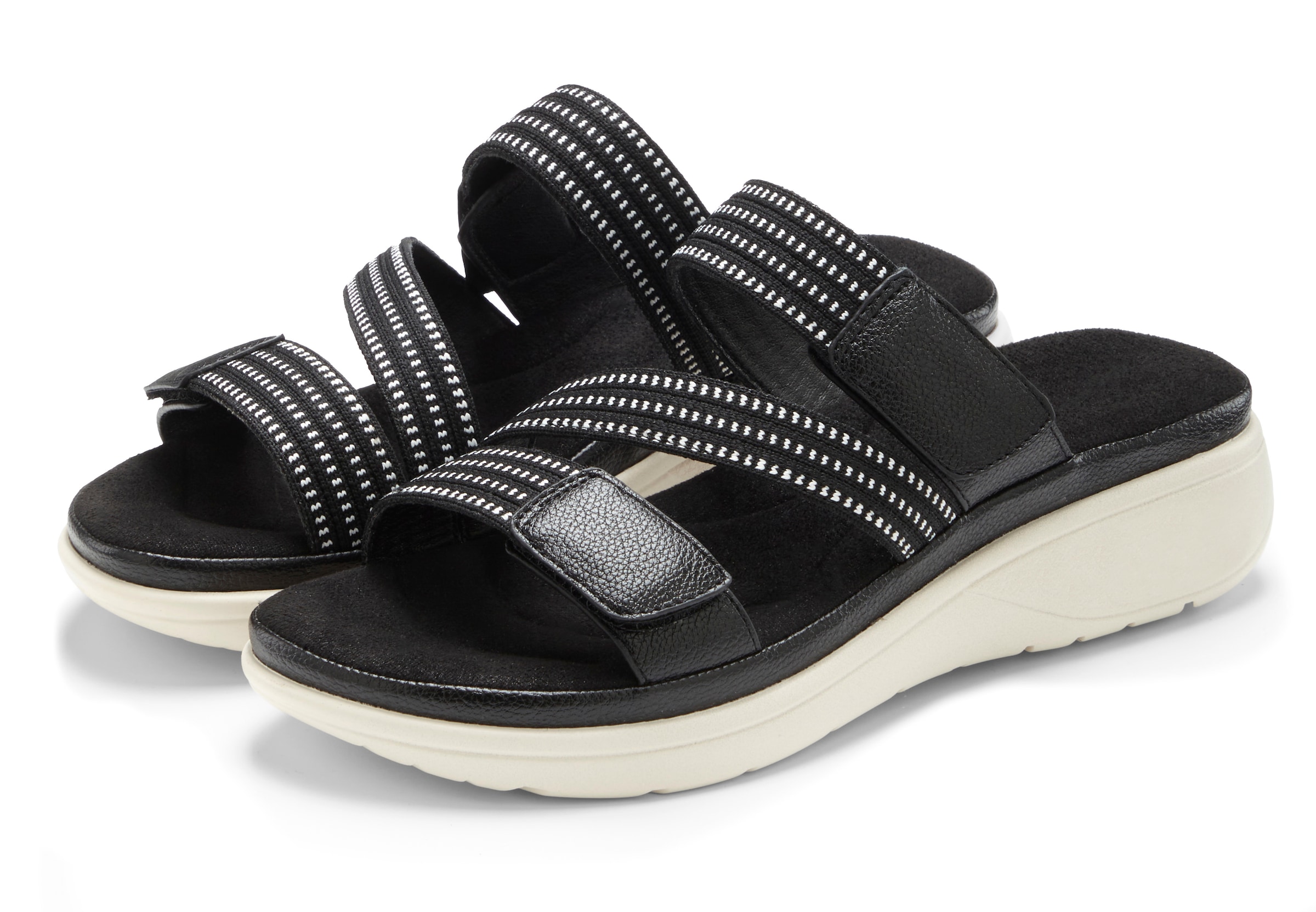 Vivance Pantolette »Sandale, offener Schuh, Sandalette, Sommerschuh,«  mit dezentem Keilabsatz und Klettverschlüssen