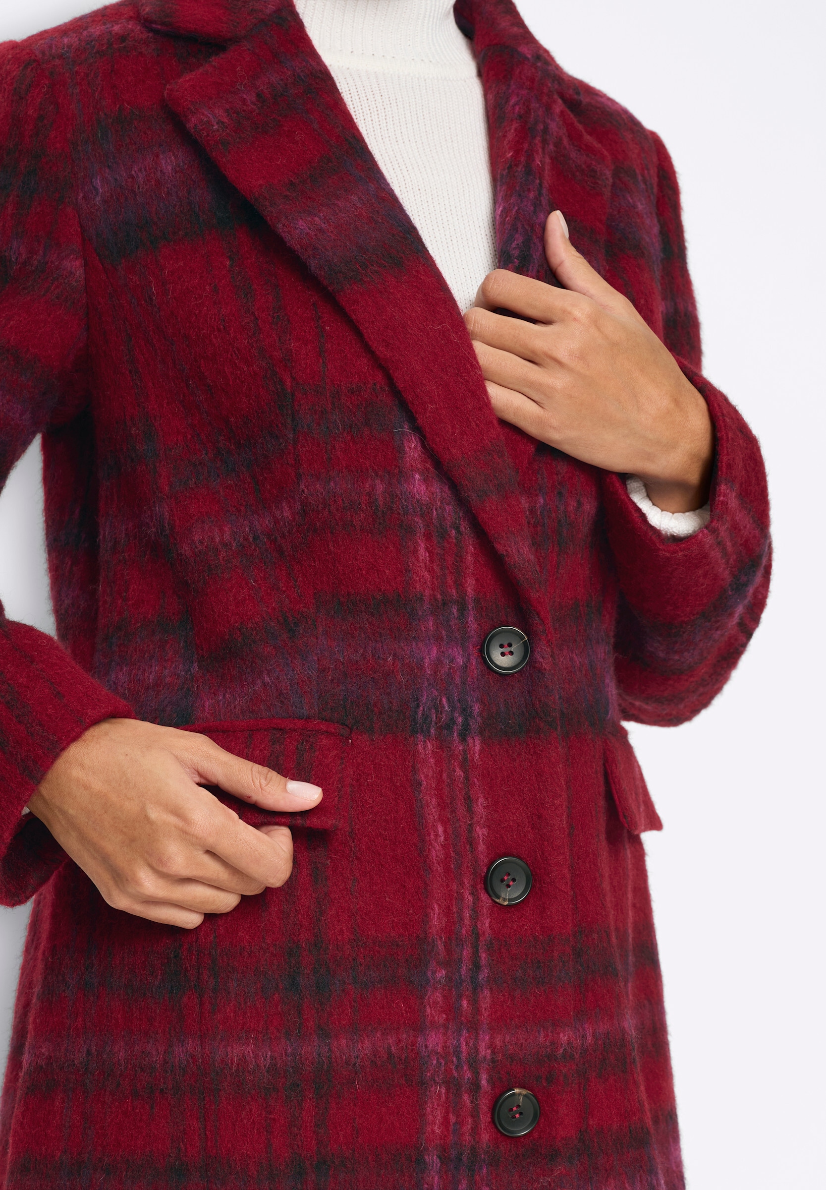 heine Kurzjacke »Karo-Mantel Mantel mit Karomuster« ohne Kapuze