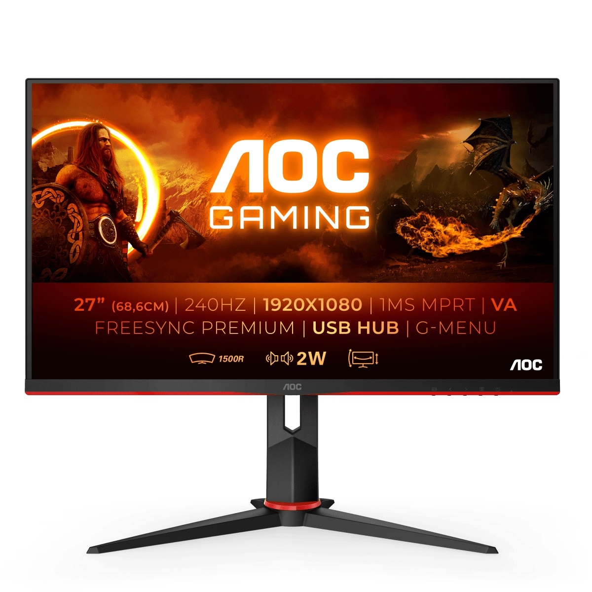 AOC Gaming-Monitor »C27G2ZU/BK«, 69 cm/27 Zoll, 1920 x 1080 px, 0,5 ms Reaktionszeit, 240 Hz
