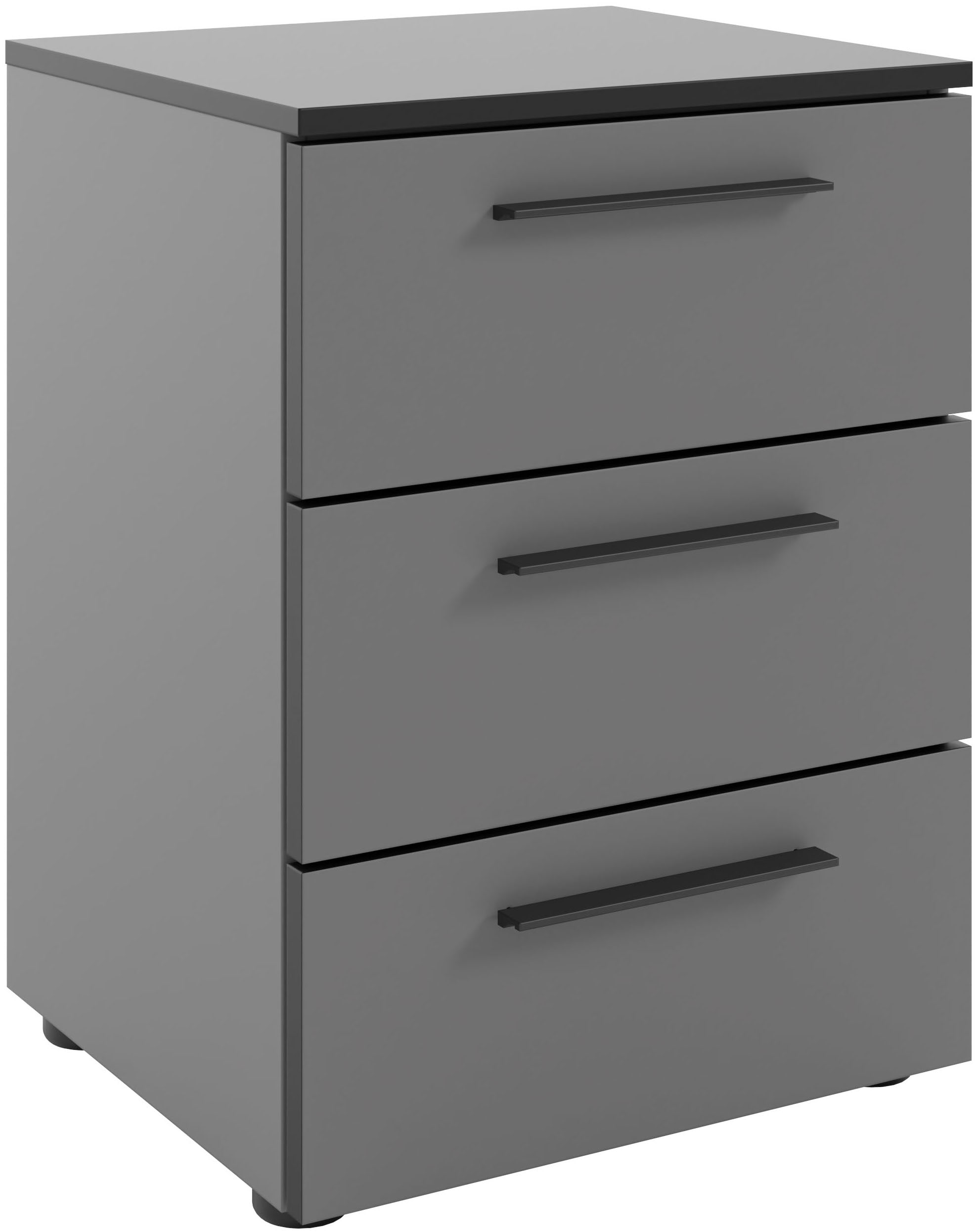 Manjana Möbel Nachtkommode »Nachtkommode mit Schwarz matten Metallgriffen«