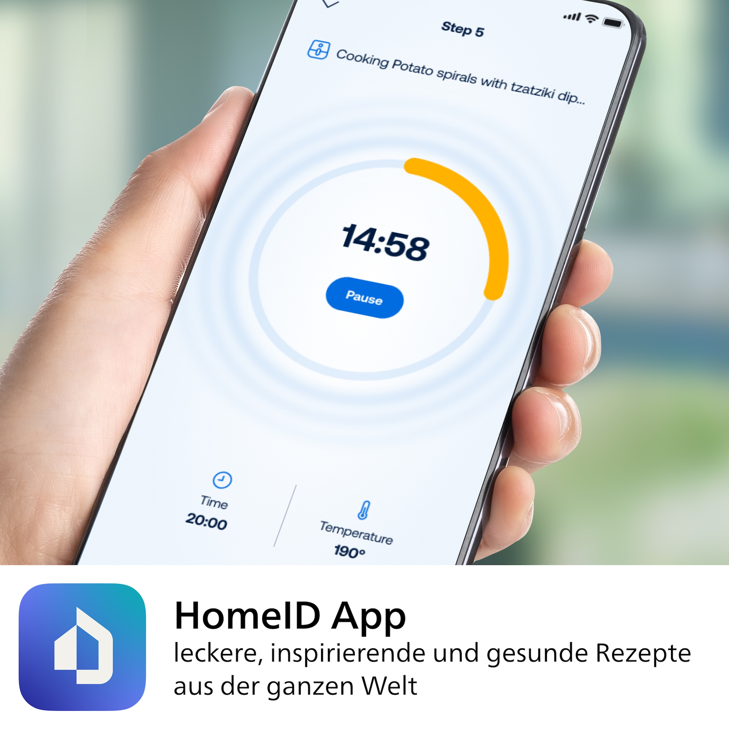 Philips Heißluftfritteuse »Airfryer 2000 NA221/00, mit 4.2L, Sichtfenster«, 1500 W, RapidAir Technologie und 13 Kochfunktionen; Schwarz/Silber