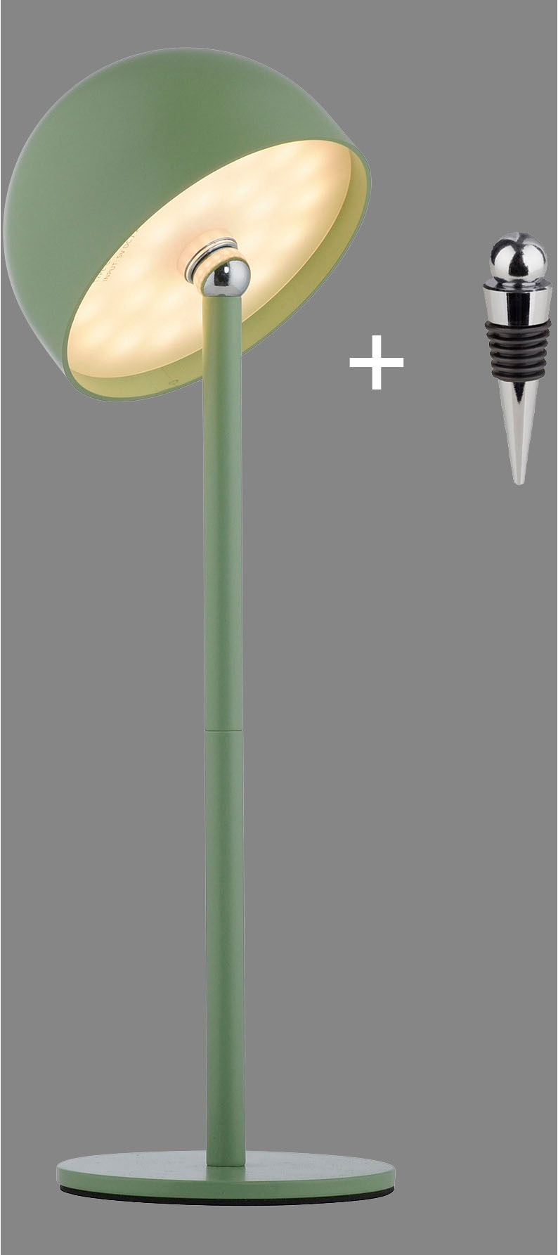 OTTO home Tischleuchte »Akku Tischlampe Garrin Indoor Outdoor, magnetischer Flaschenaufsatz« LED-Board Warmweiß Pilzlampe Flaschenaufsatz, Regulierung der Lichtstärke, Pilz, Lampe