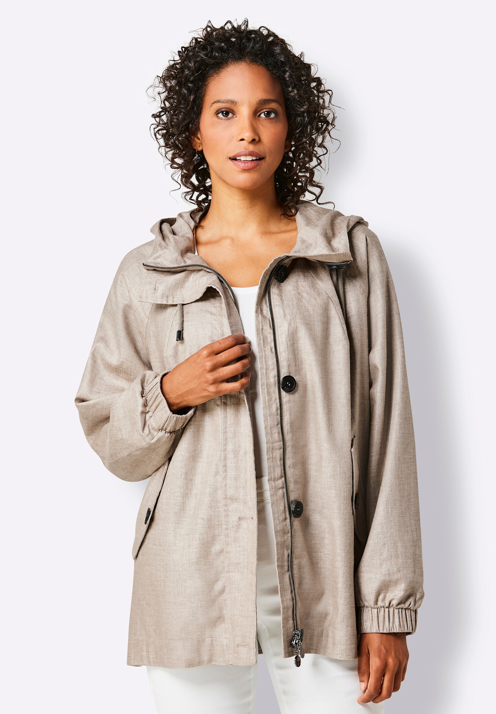 creation L Funktionsjacke »Leinen-Viskose-Jacke Kapuzenjacke im Leinen-Viskose-Mix« mit Kapuze