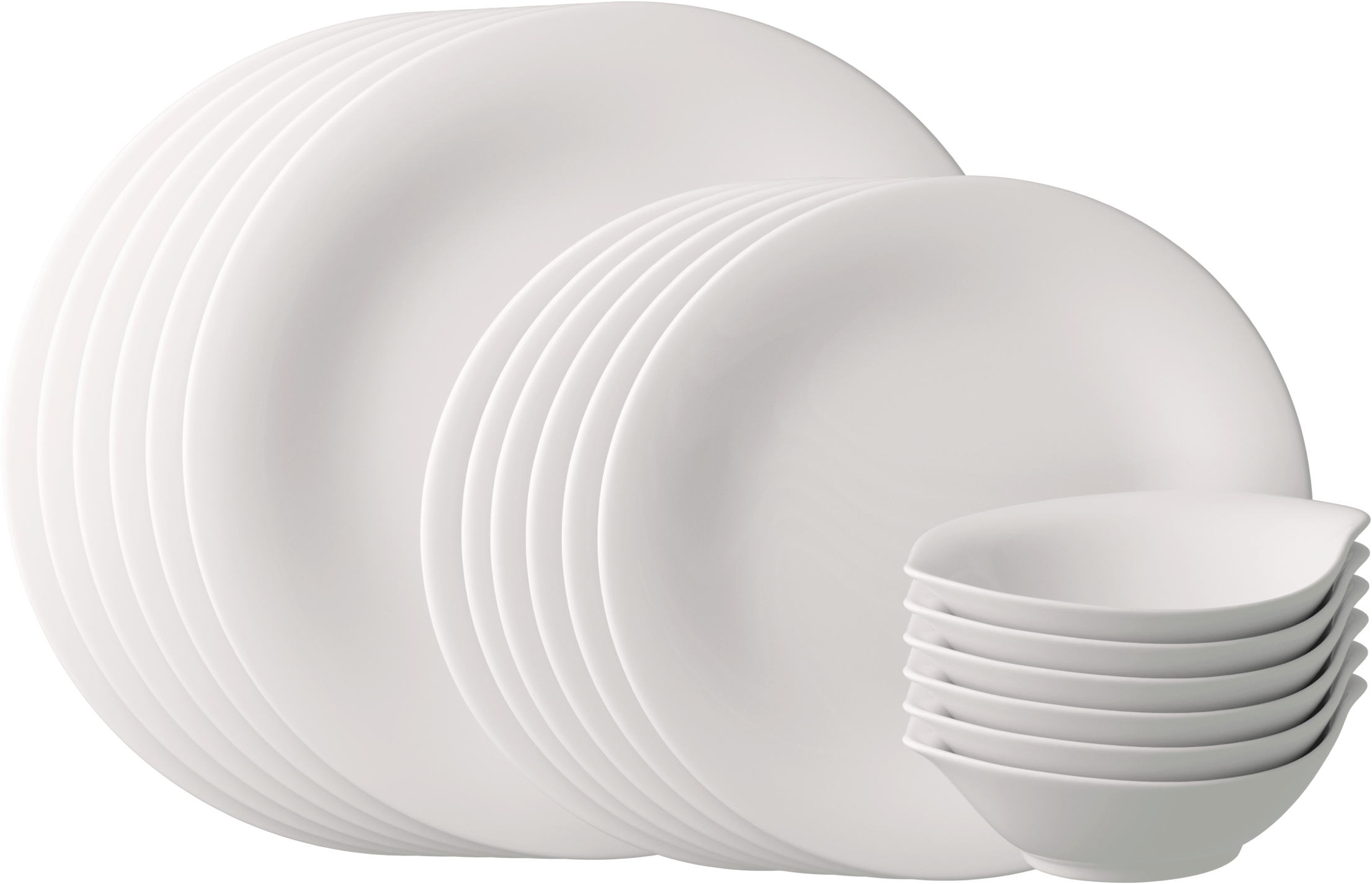 vivo Villeroy & Boch Group Geschirr-Set »Essential White«, (Set, 18 tlg., 6x Speiseteller 27cm, 6x Frühstücksteller 22cm, 6x Müslischale 16x14cm), Made in Germany, Fine China Porzellan