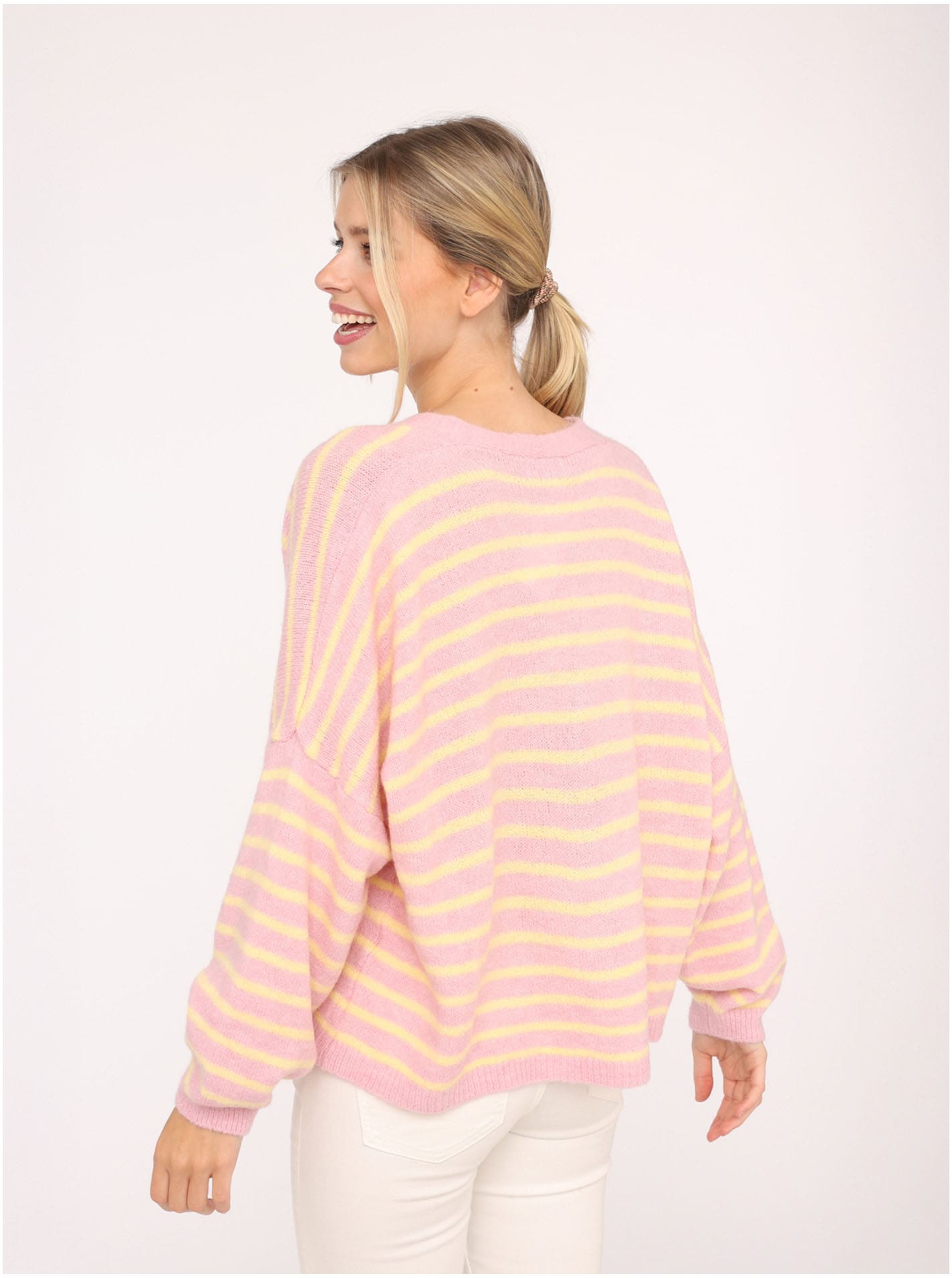 Zwillingsherz Strickjacke »"Streifen"« One Size, Loose-Fit, Langarm, Wollanteil, V-Ausschnitt