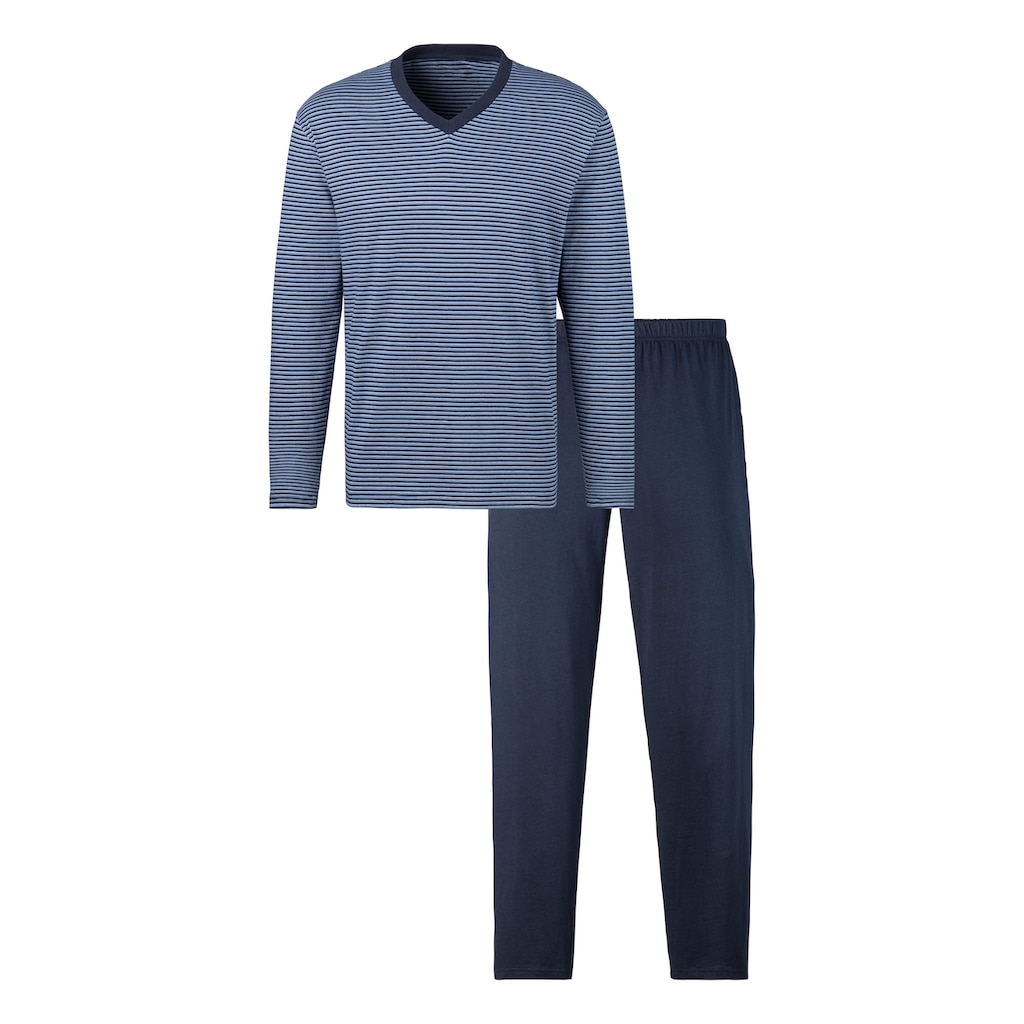 le jogger® Pyjama, (Packung, 4 tlg., 2 Stück), mit garngefärbten Streifen